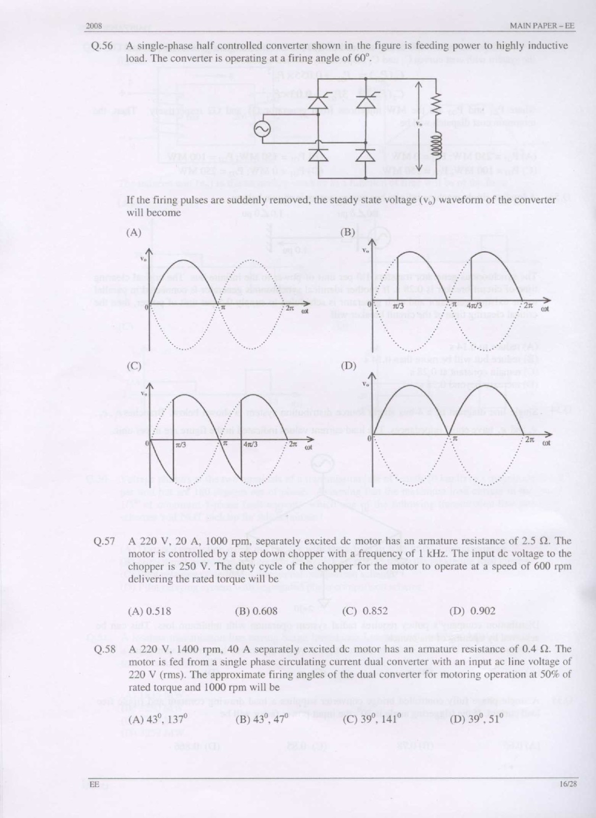 GATE Exam Question Paper 2008 Electrical Engineering 16