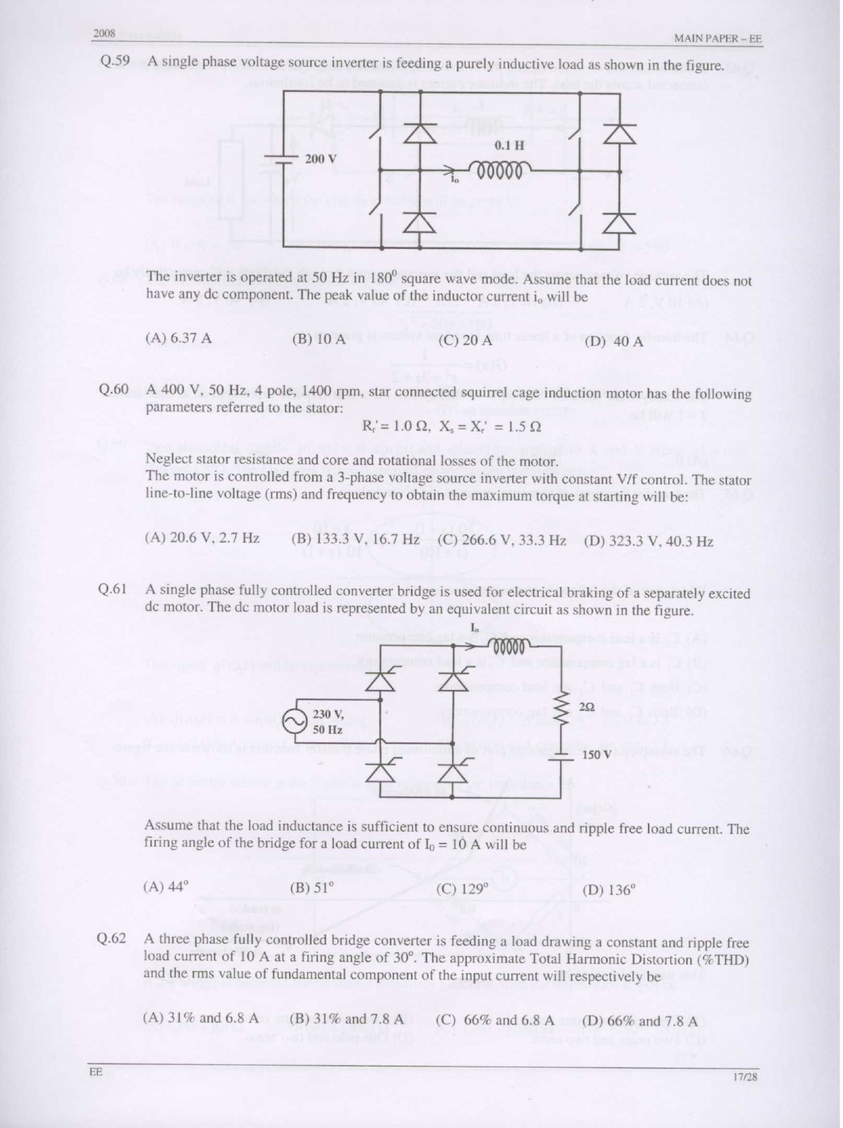 GATE Exam Question Paper 2008 Electrical Engineering 17