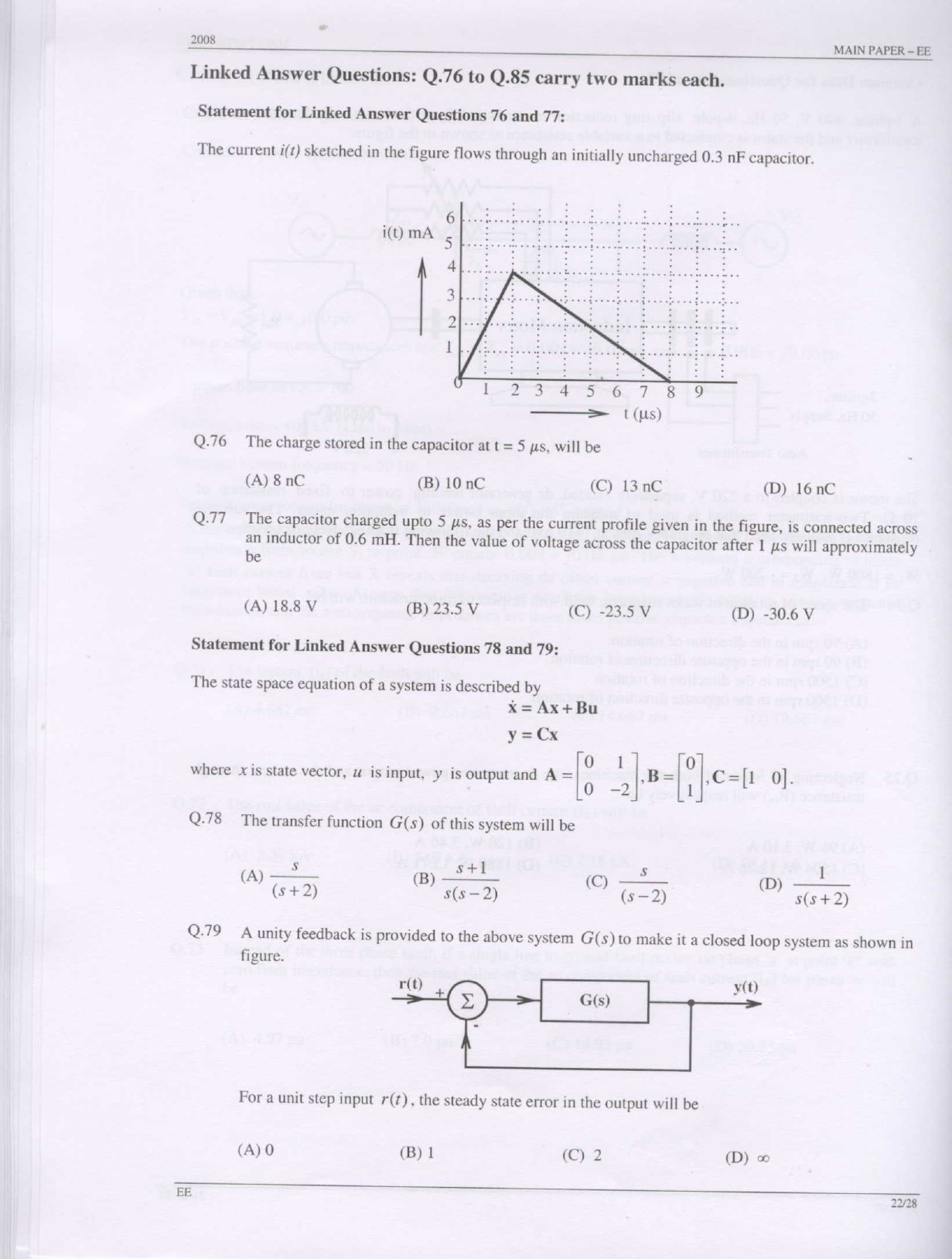 GATE Exam Question Paper 2008 Electrical Engineering 22