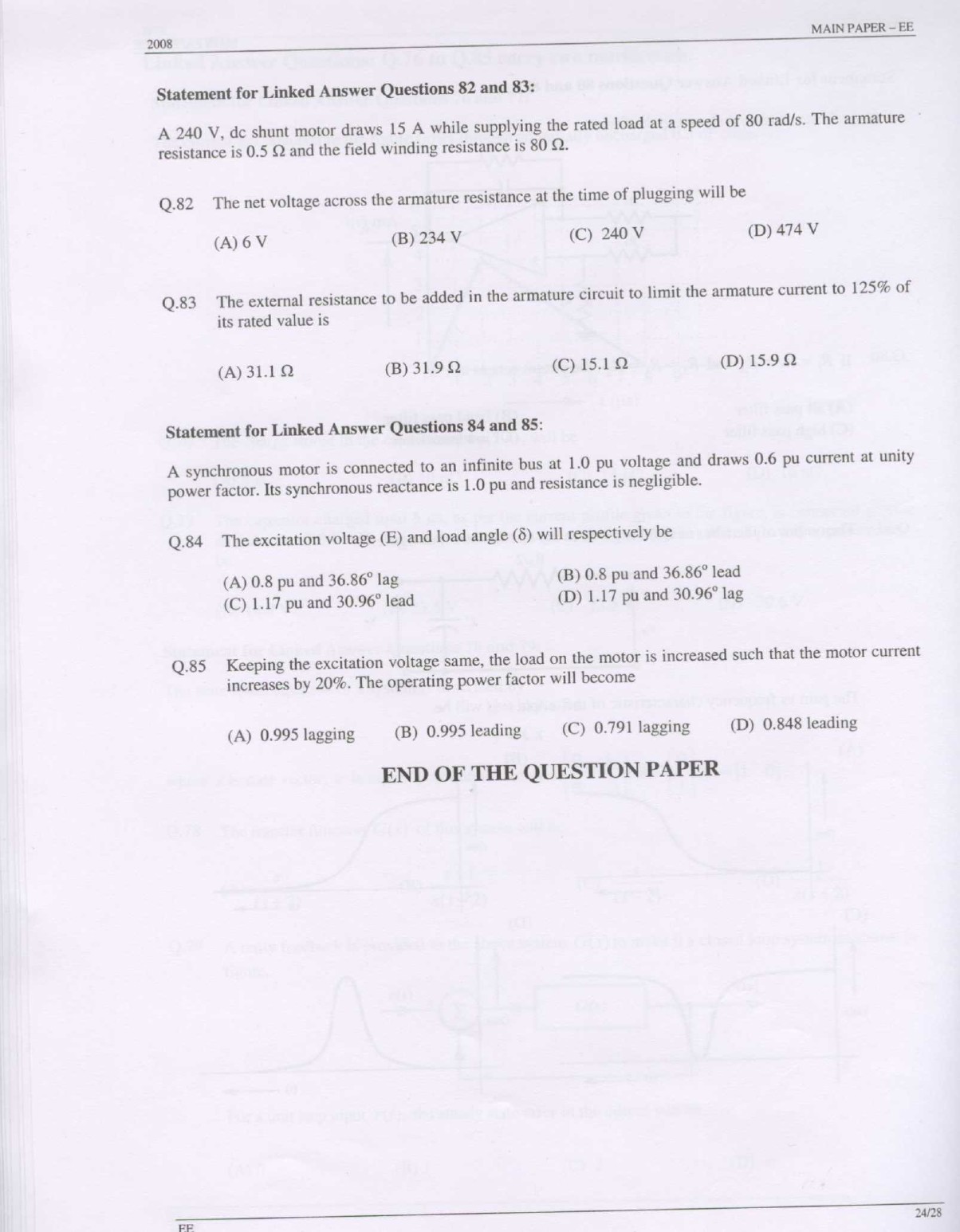 GATE Exam Question Paper 2008 Electrical Engineering 24