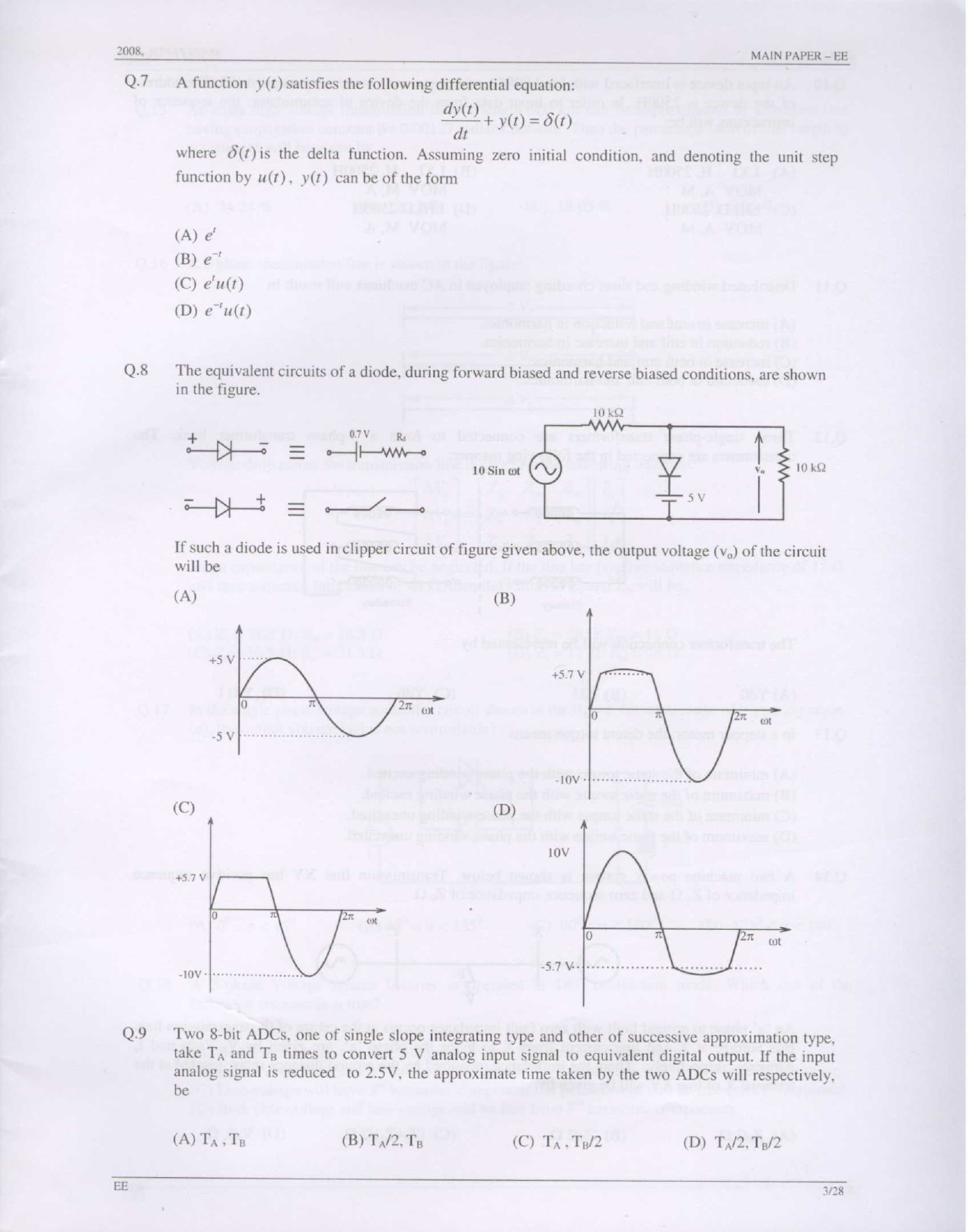 GATE Exam Question Paper 2008 Electrical Engineering 3