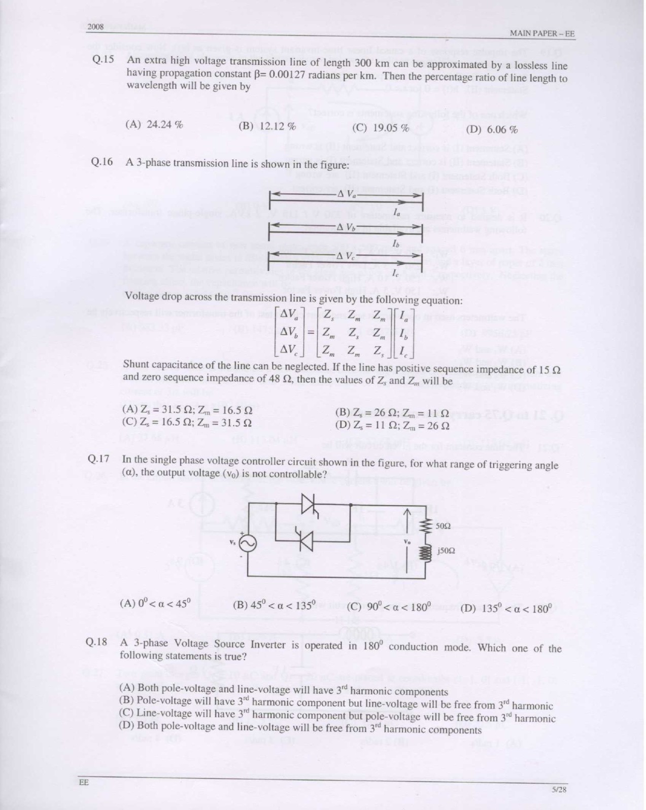 GATE Exam Question Paper 2008 Electrical Engineering 5