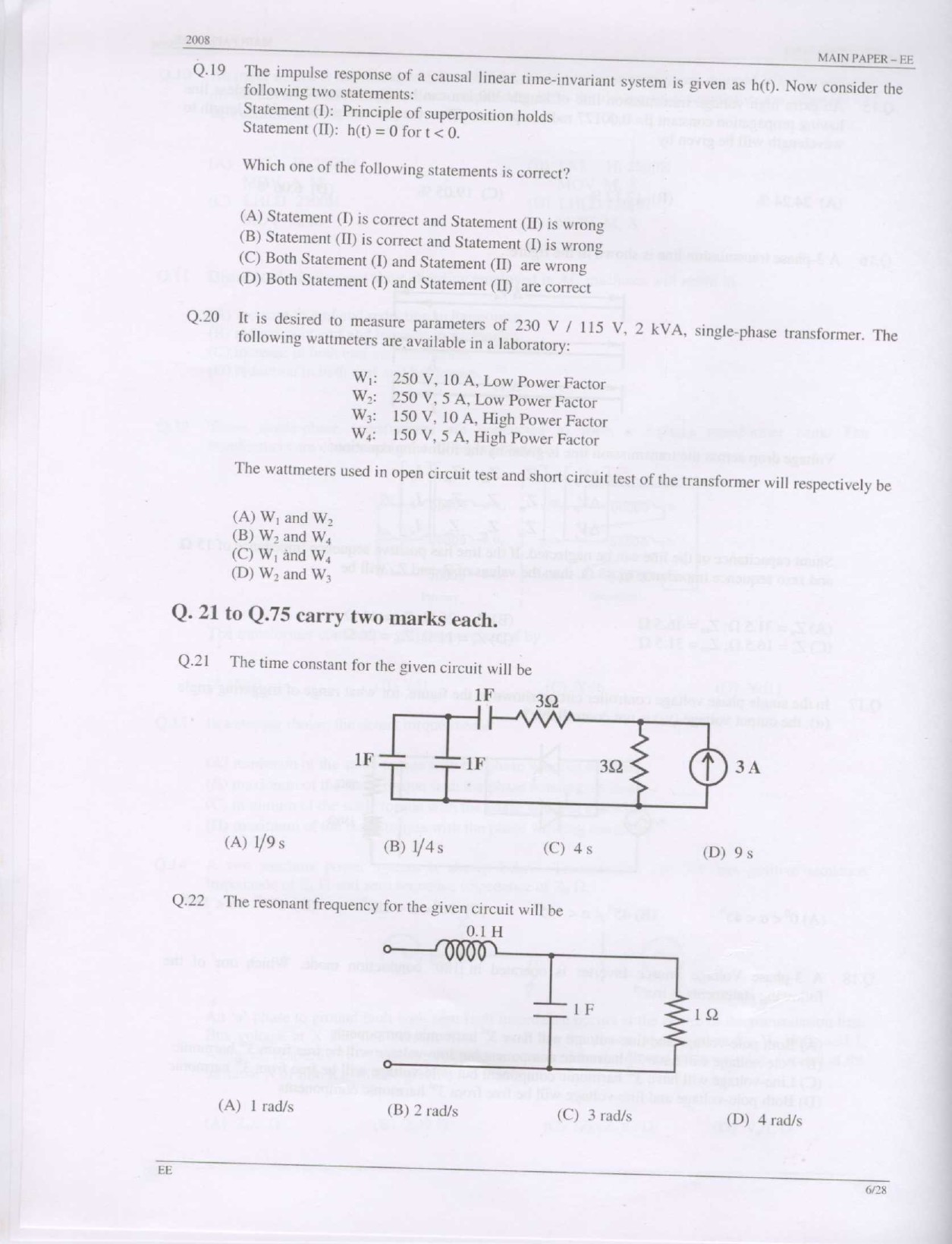 GATE Exam Question Paper 2008 Electrical Engineering 6