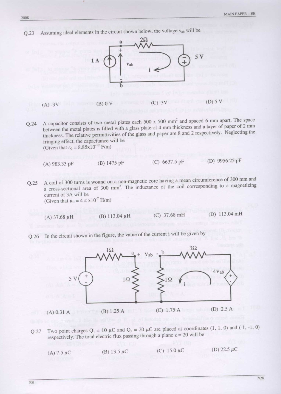 GATE Exam Question Paper 2008 Electrical Engineering 7