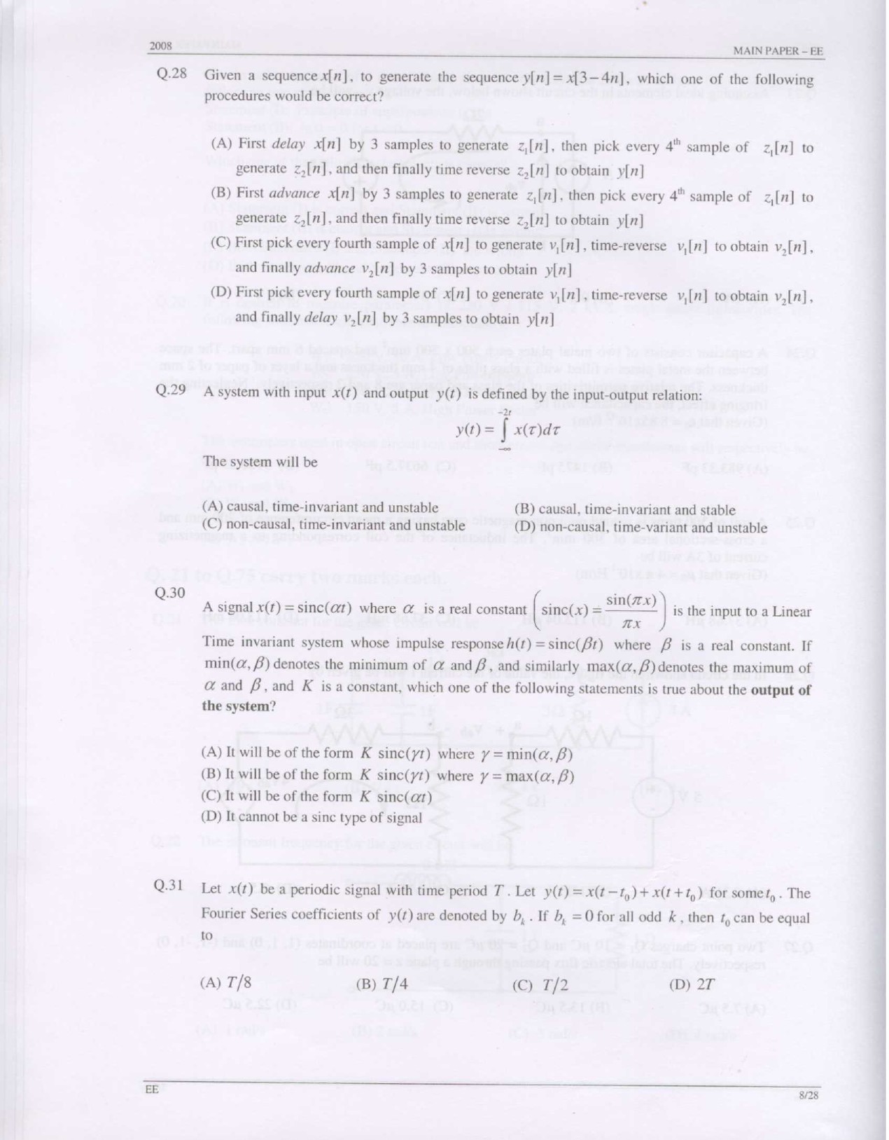 GATE Exam Question Paper 2008 Electrical Engineering 8