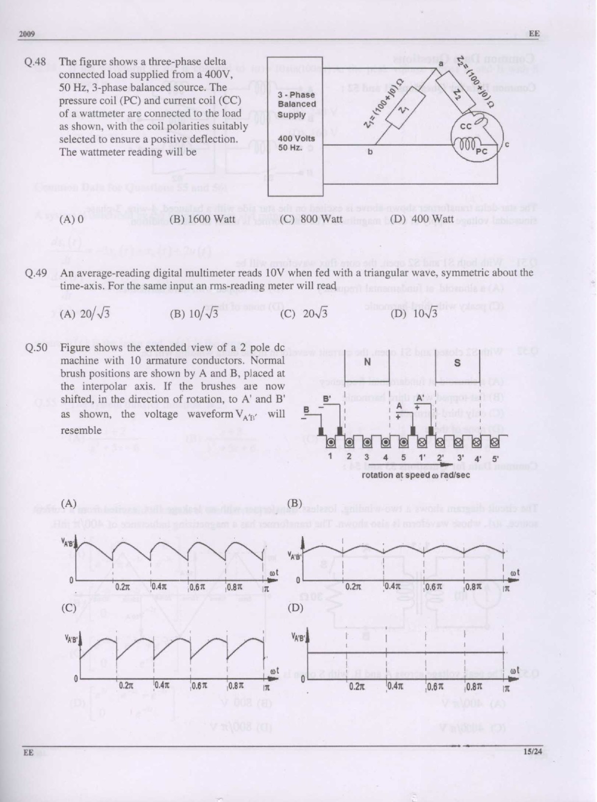 GATE Exam Question Paper 2009 Electrical Engineering 15