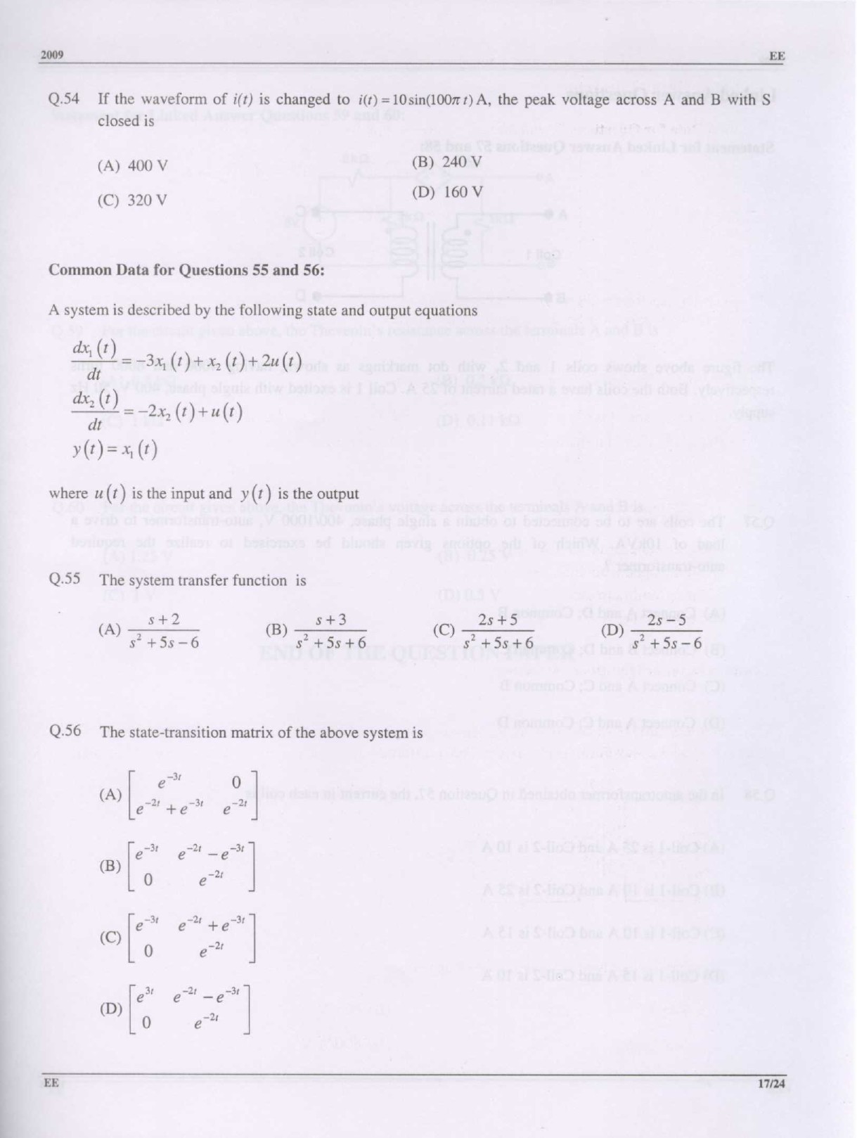 GATE Exam Question Paper 2009 Electrical Engineering 17