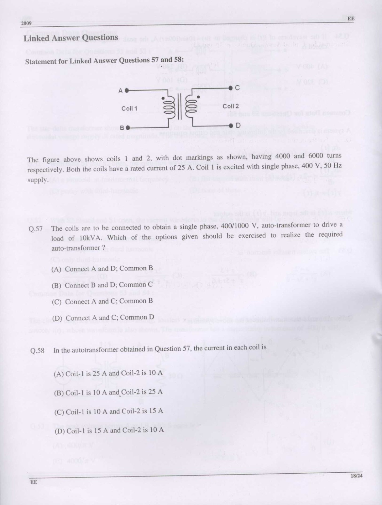 GATE Exam Question Paper 2009 Electrical Engineering 18