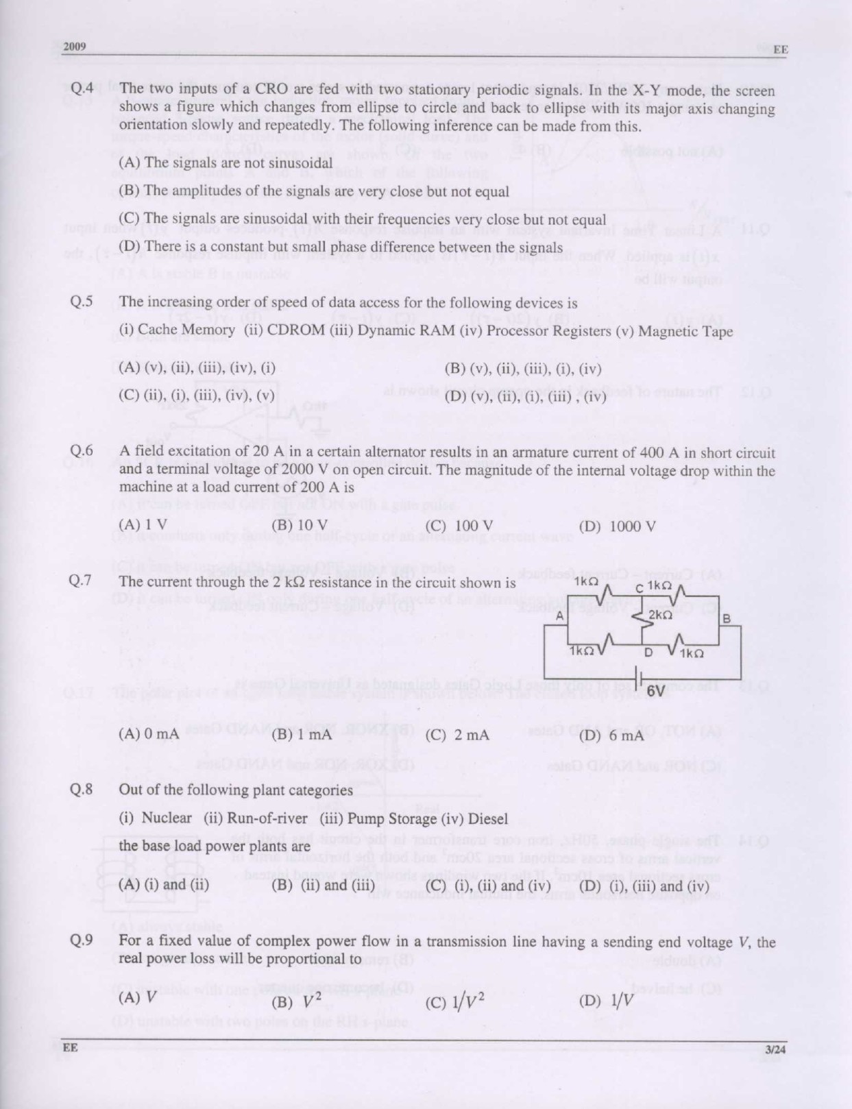 GATE Exam Question Paper 2009 Electrical Engineering 3