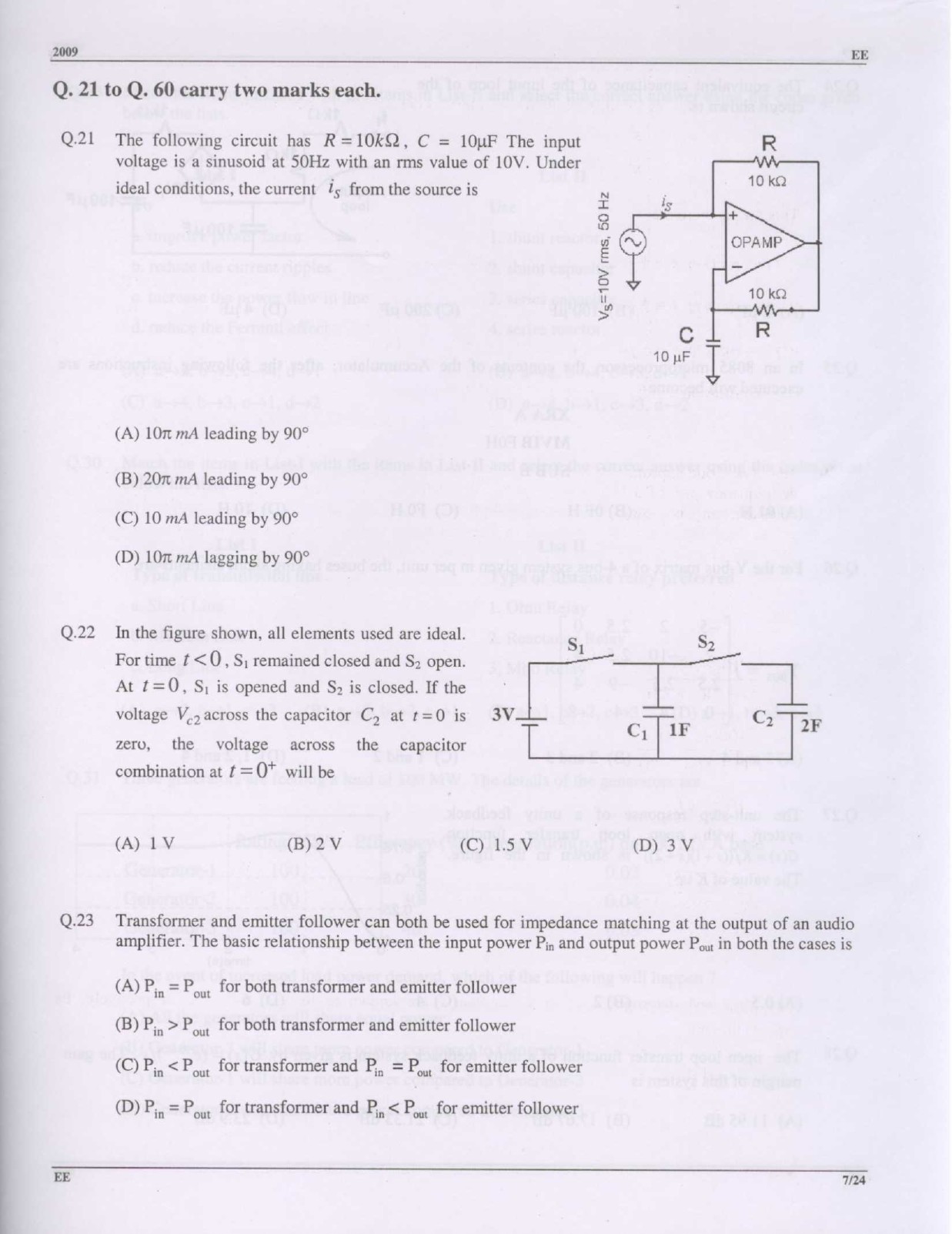 GATE Exam Question Paper 2009 Electrical Engineering 7