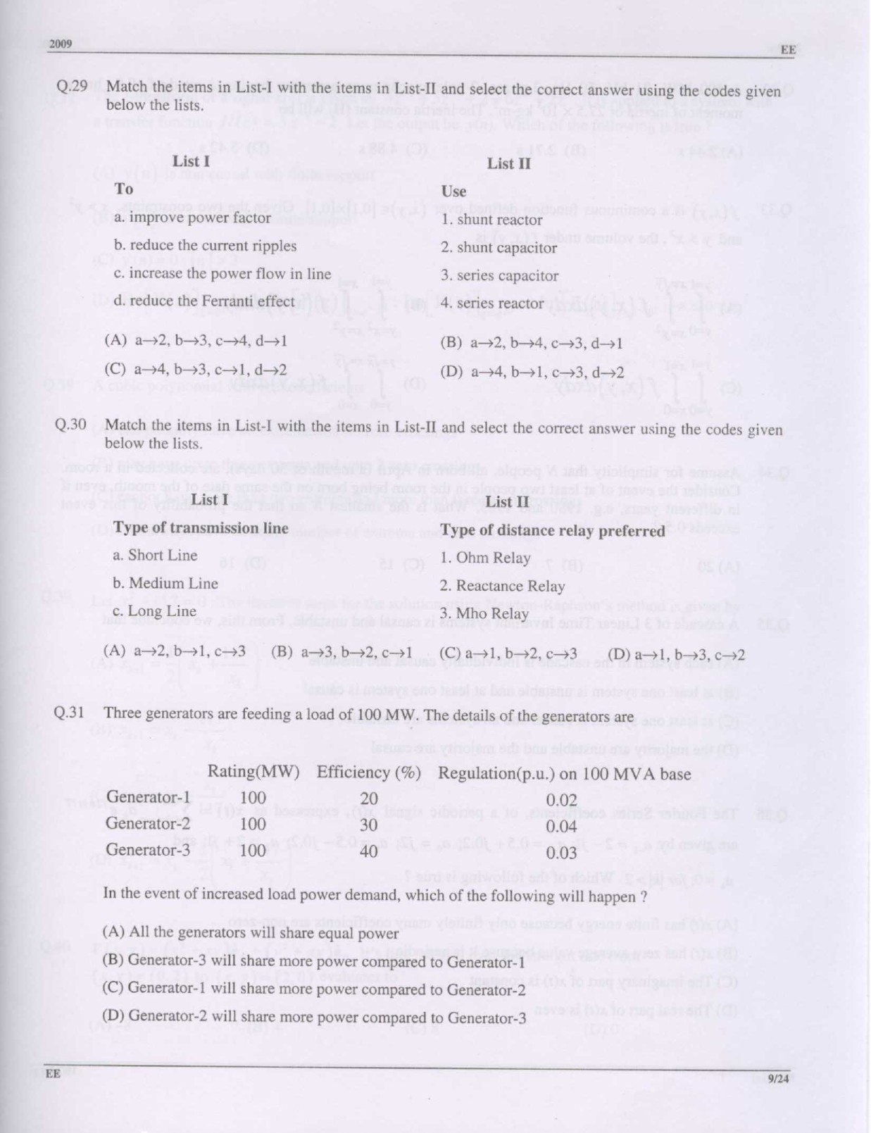 GATE Exam Question Paper 2009 Electrical Engineering 9
