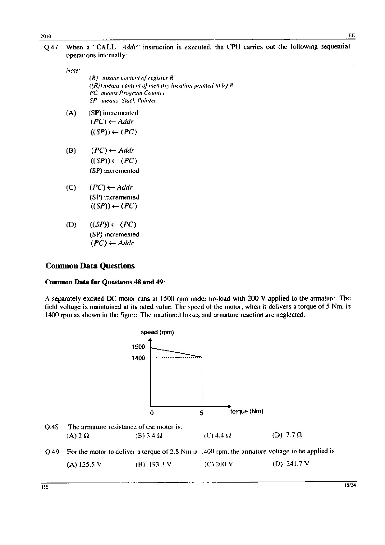 GATE Exam Question Paper 2010 Electrical Engineering 15