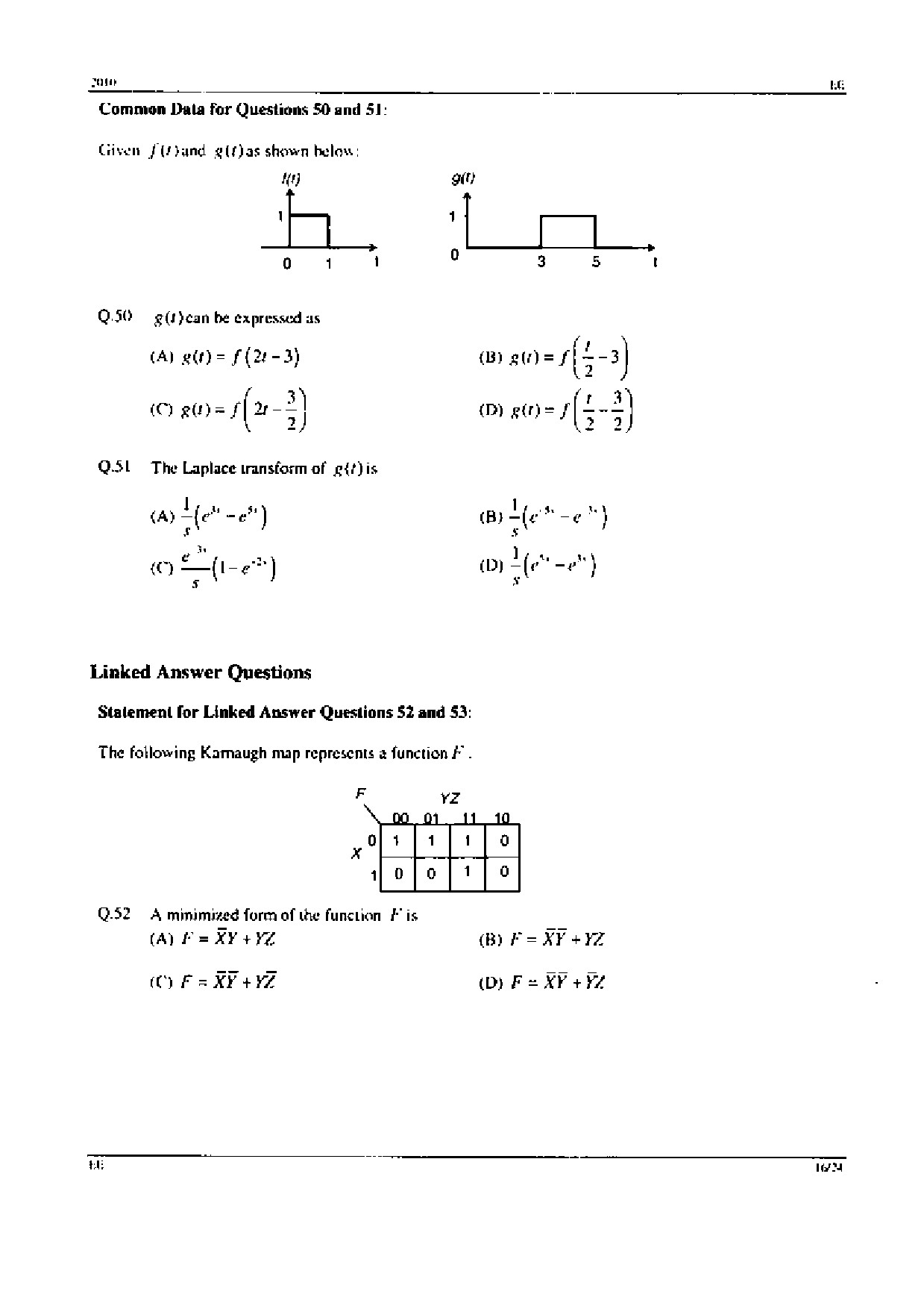 GATE Exam Question Paper 2010 Electrical Engineering 16