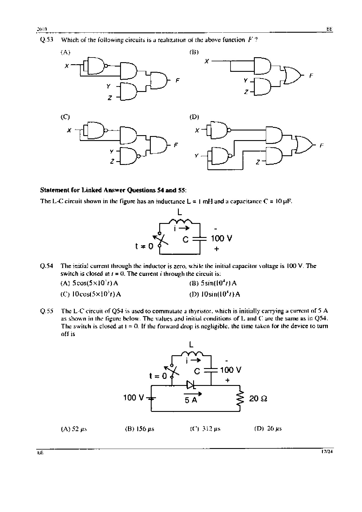 GATE Exam Question Paper 2010 Electrical Engineering 17