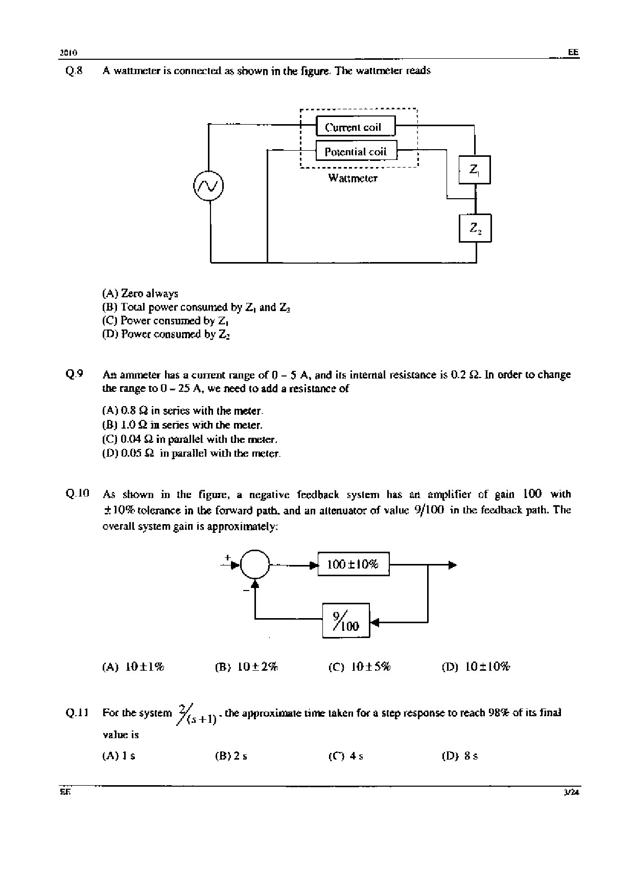 GATE Exam Question Paper 2010 Electrical Engineering 3