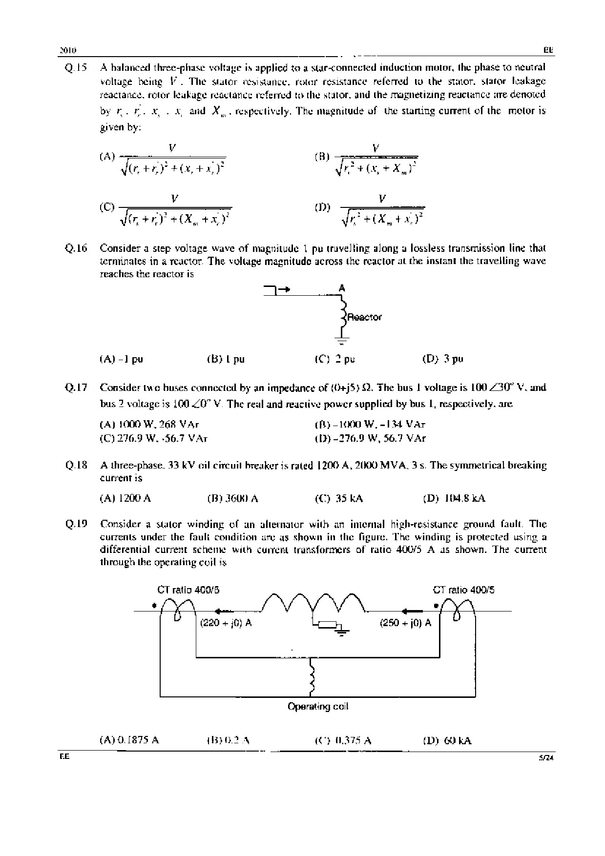 GATE Exam Question Paper 2010 Electrical Engineering 5