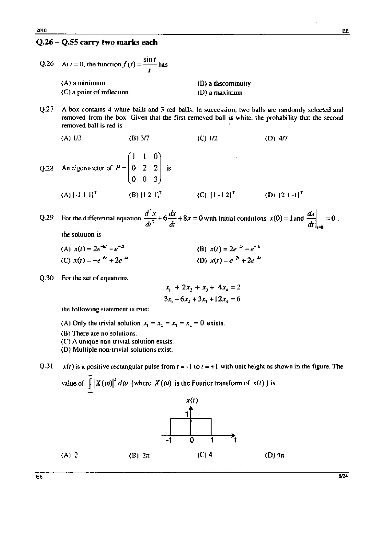 GATE Exam Question Paper 2010 Electrical Engineering 8