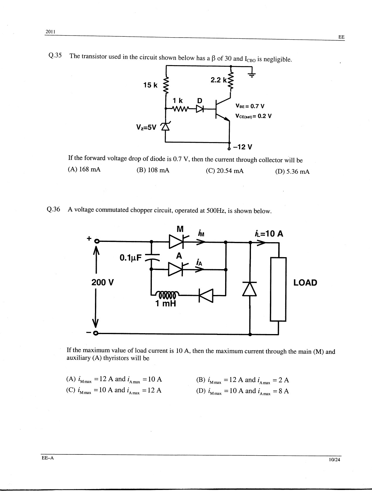 GATE Exam Question Paper 2011 Electrical Engineering 10