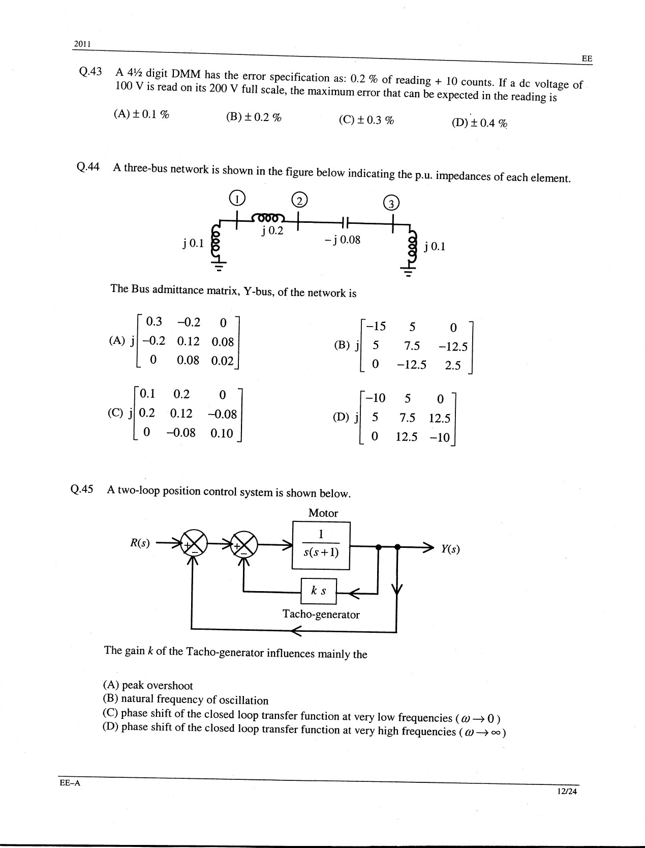 GATE Exam Question Paper 2011 Electrical Engineering 12