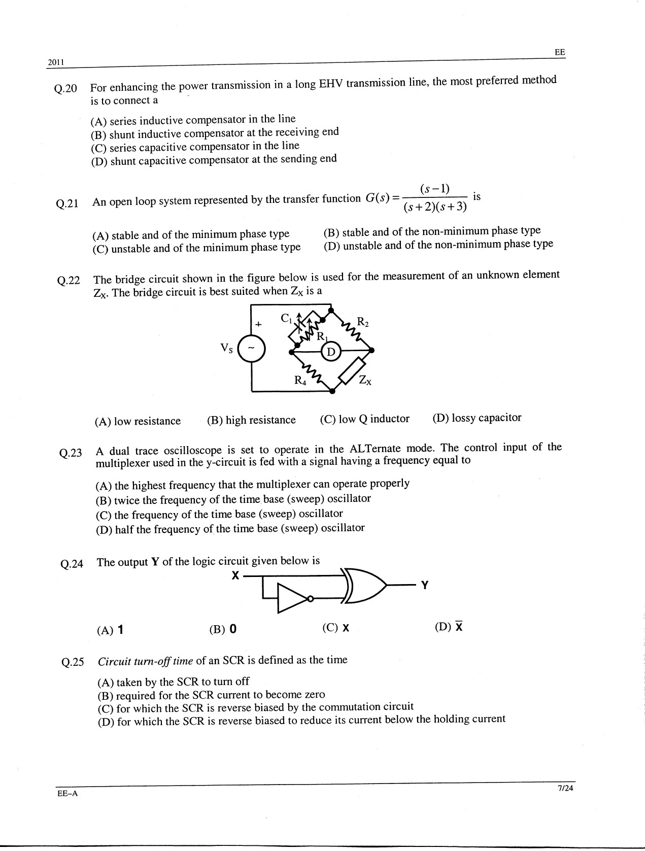GATE Exam Question Paper 2011 Electrical Engineering 7