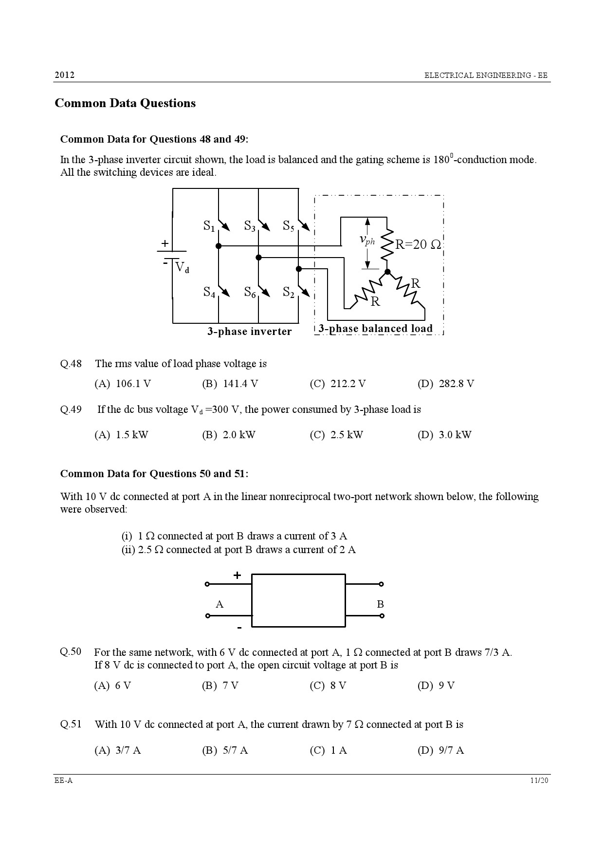 GATE Exam Question Paper 2012 Electrical Engineering 11