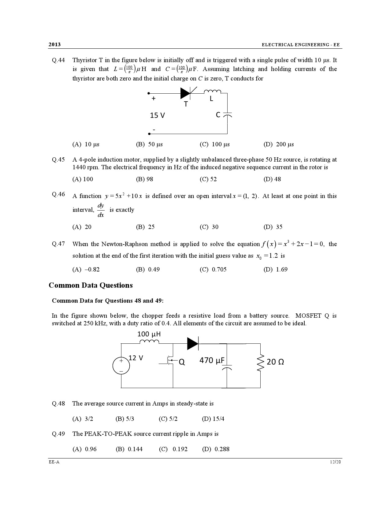 GATE Exam Question Paper 2013 Electrical Engineering 12