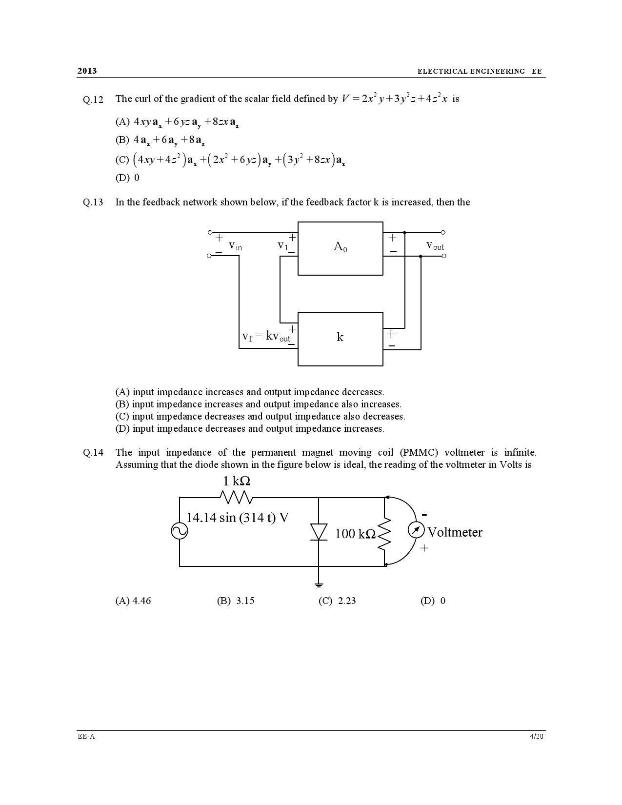 GATE Exam Question Paper 2013 Electrical Engineering 4