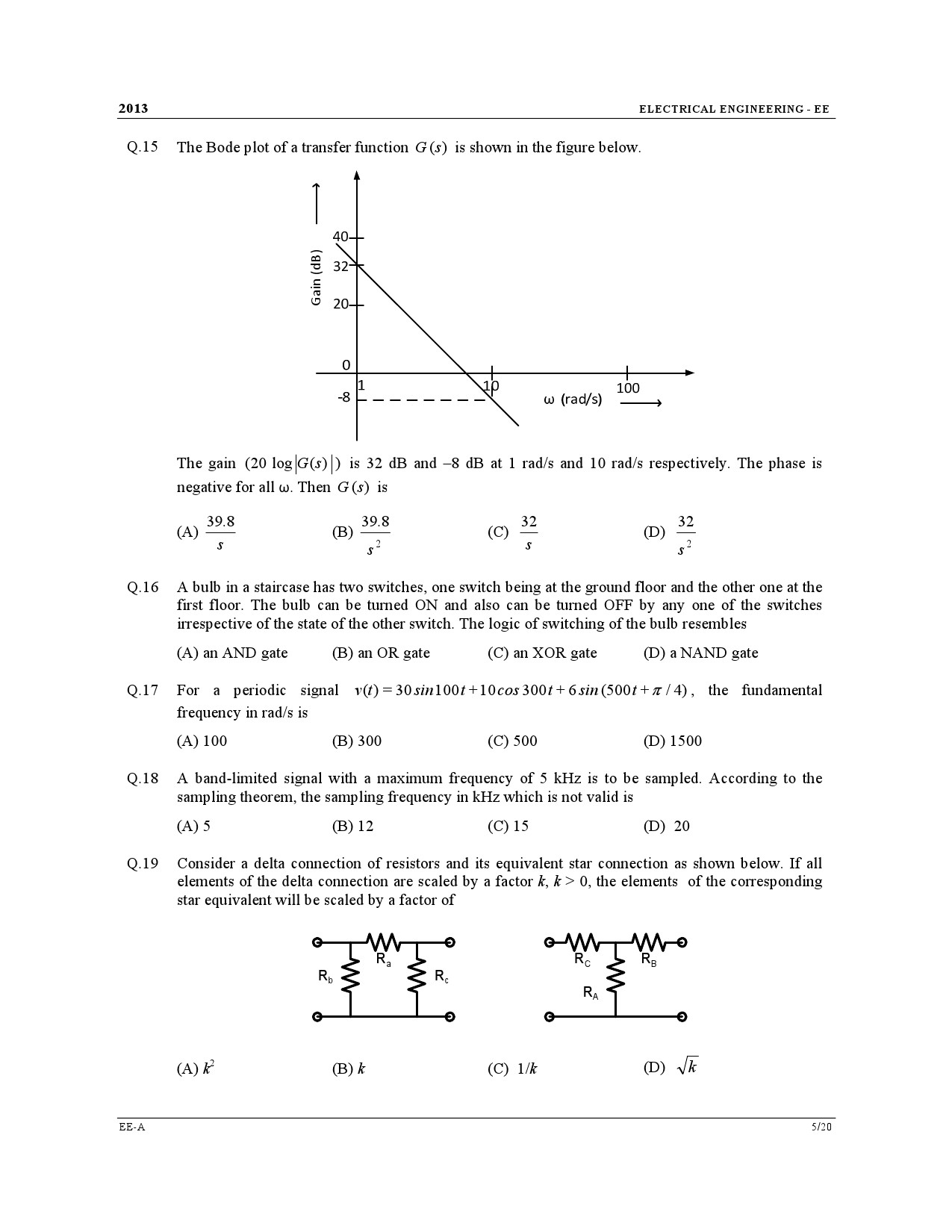 GATE Exam Question Paper 2013 Electrical Engineering 5