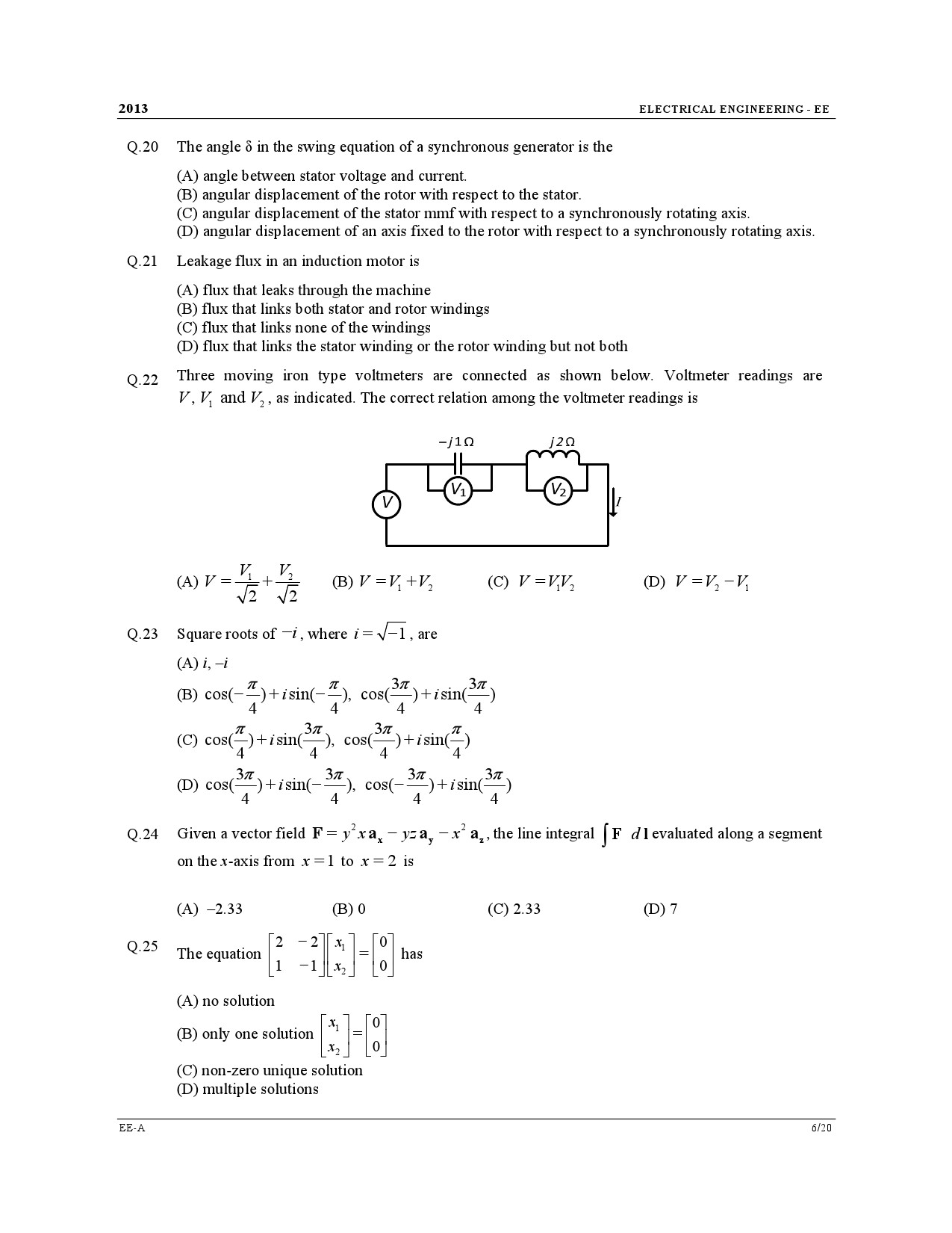 GATE Exam Question Paper 2013 Electrical Engineering 6