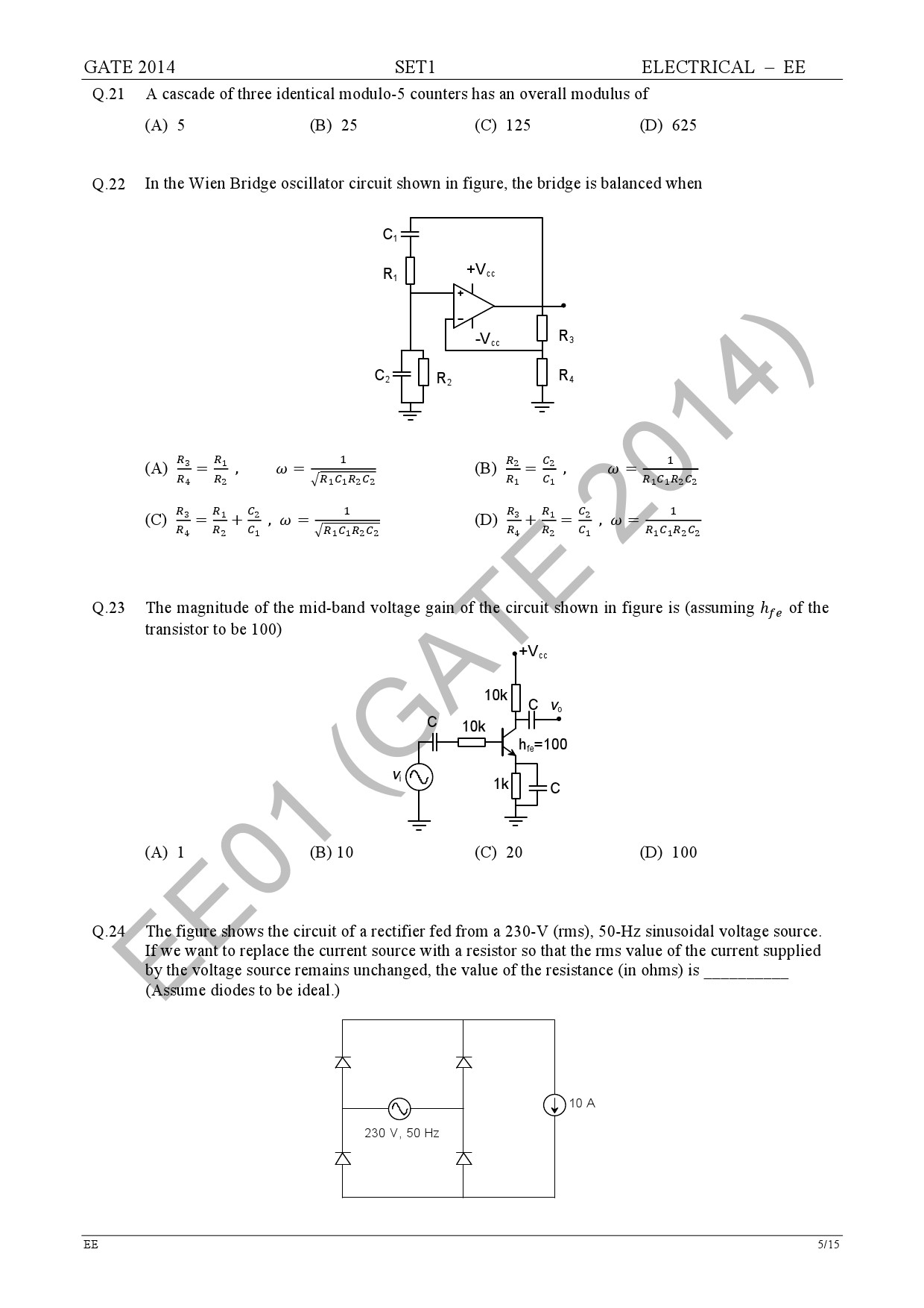 GATE Exam Question Paper 2014 Electrical Engineering Set 1 11
