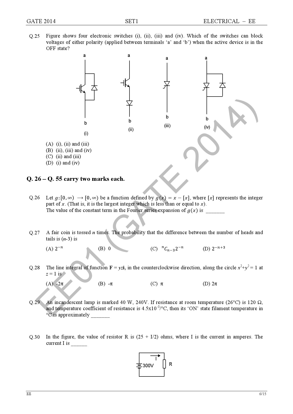 GATE Exam Question Paper 2014 Electrical Engineering Set 1 12