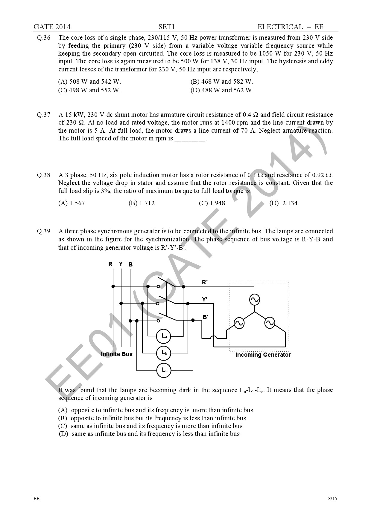 GATE Exam Question Paper 2014 Electrical Engineering Set 1 14