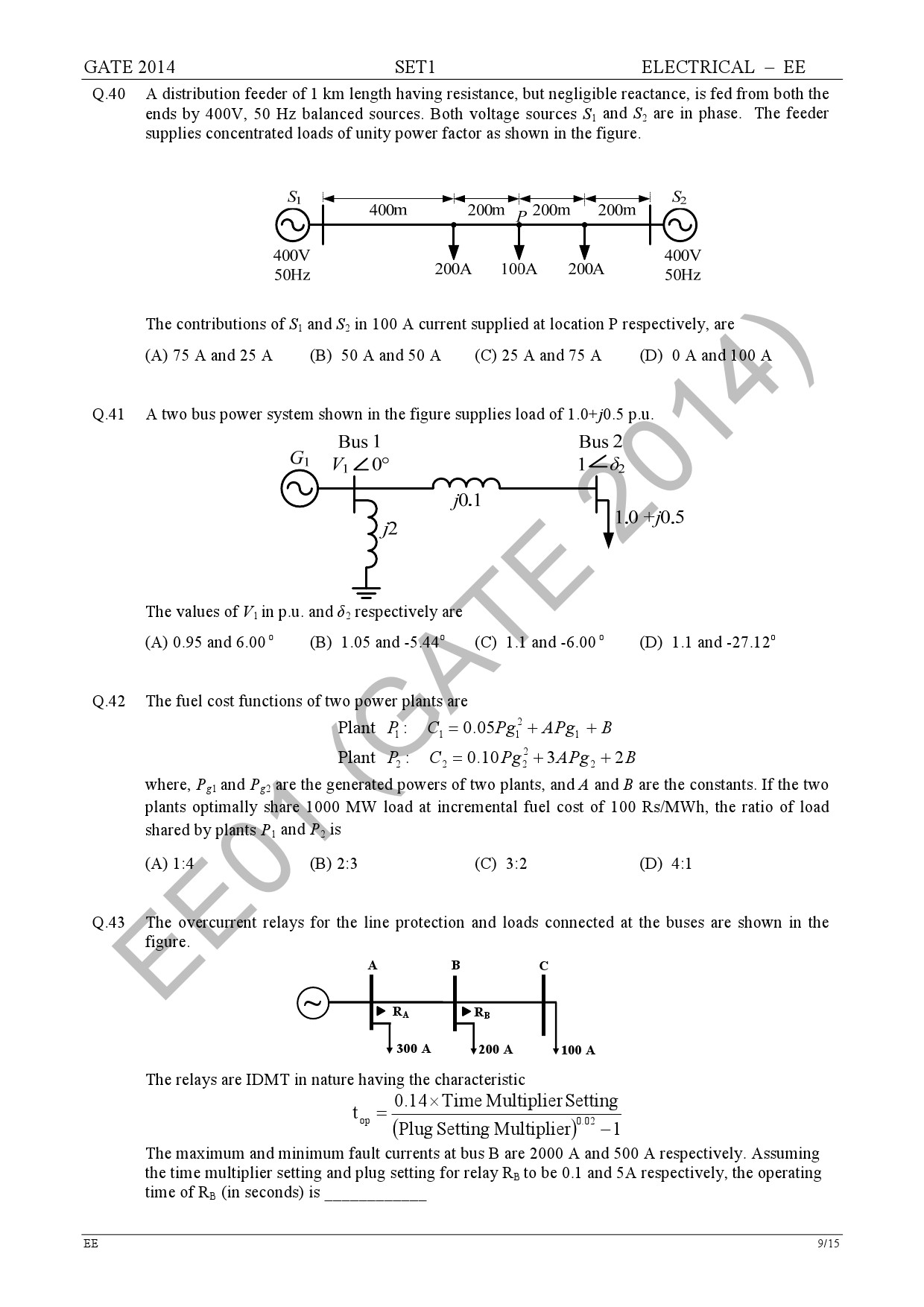 GATE Exam Question Paper 2014 Electrical Engineering Set 1 15