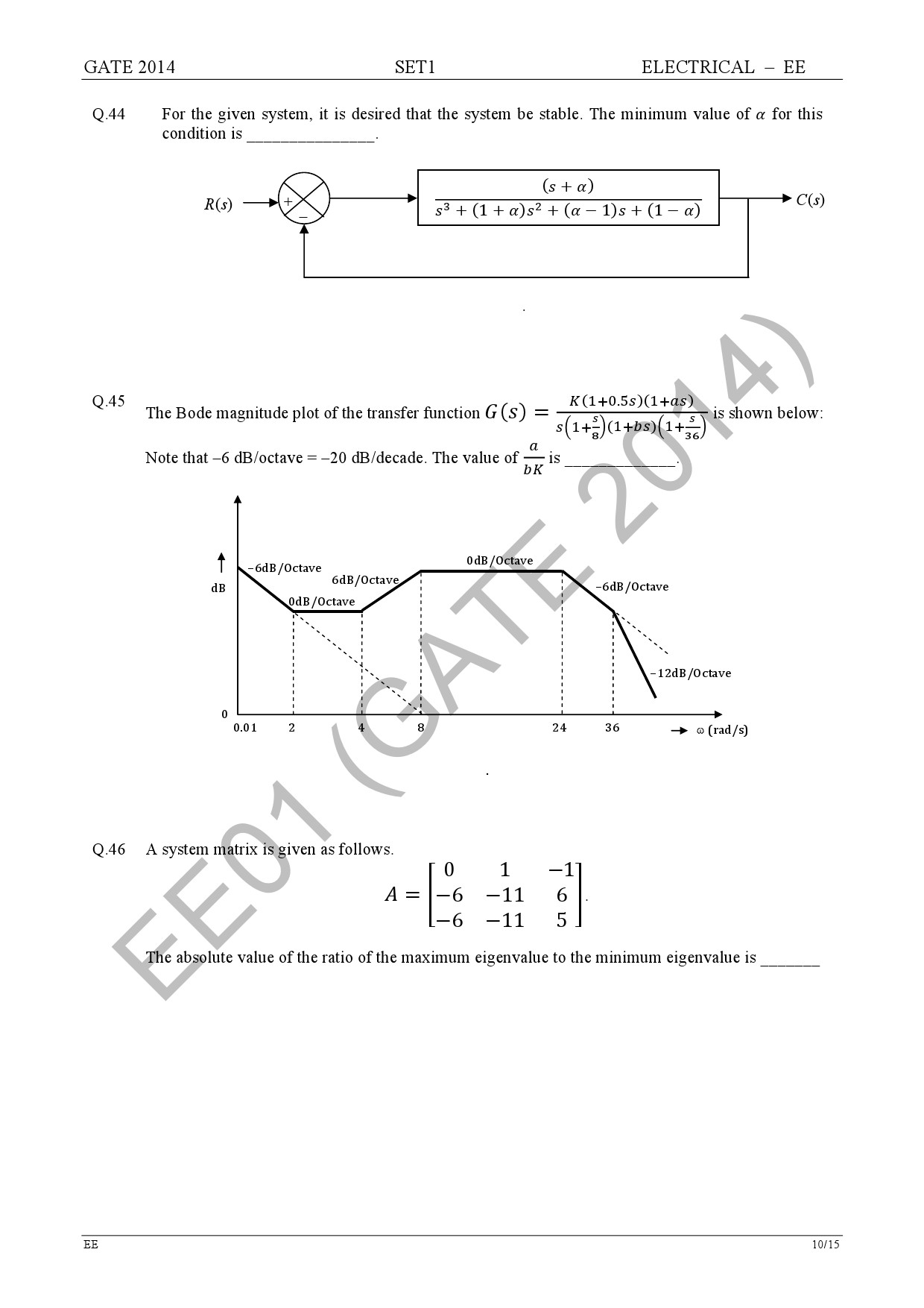 GATE Exam Question Paper 2014 Electrical Engineering Set 1 16
