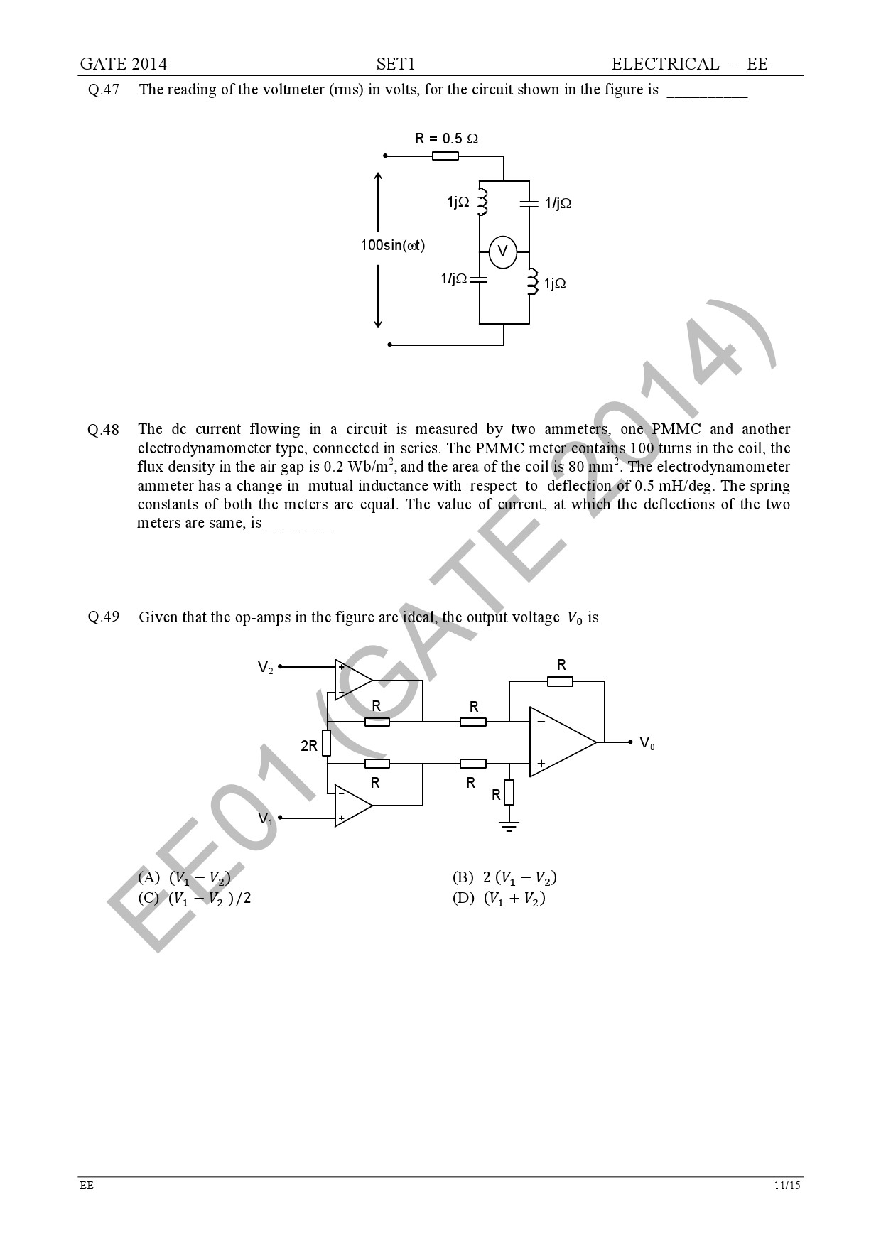 GATE Exam Question Paper 2014 Electrical Engineering Set 1 17