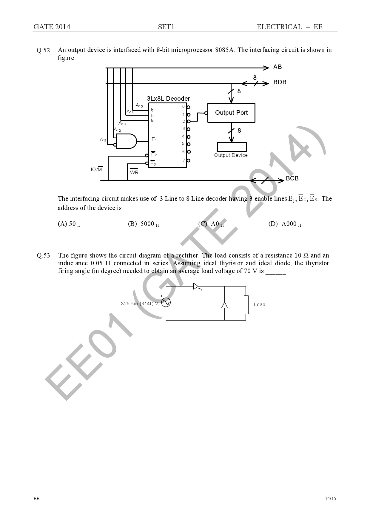 GATE Exam Question Paper 2014 Electrical Engineering Set 1 20