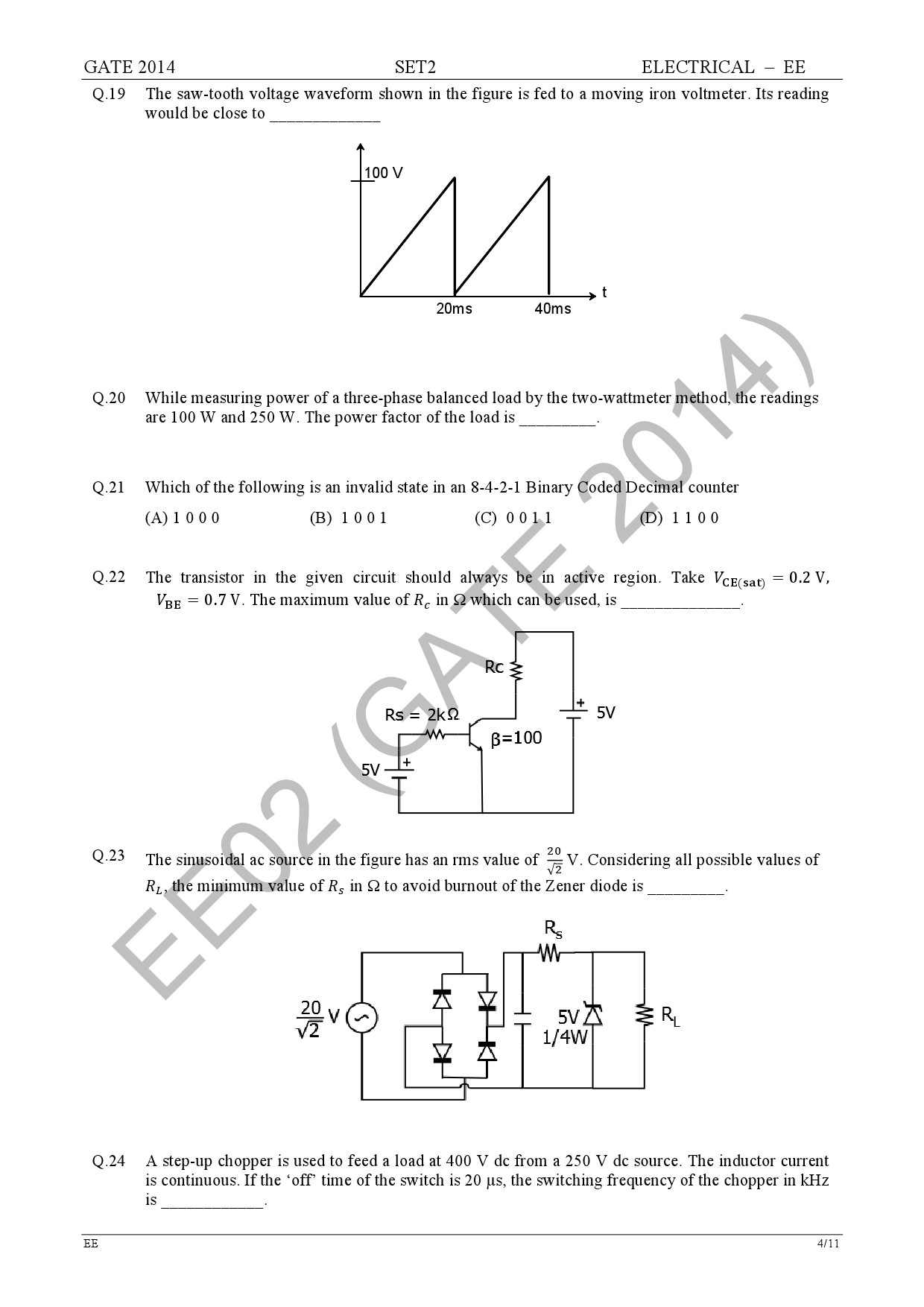 GATE Exam Question Paper 2014 Electrical Engineering Set 2 10