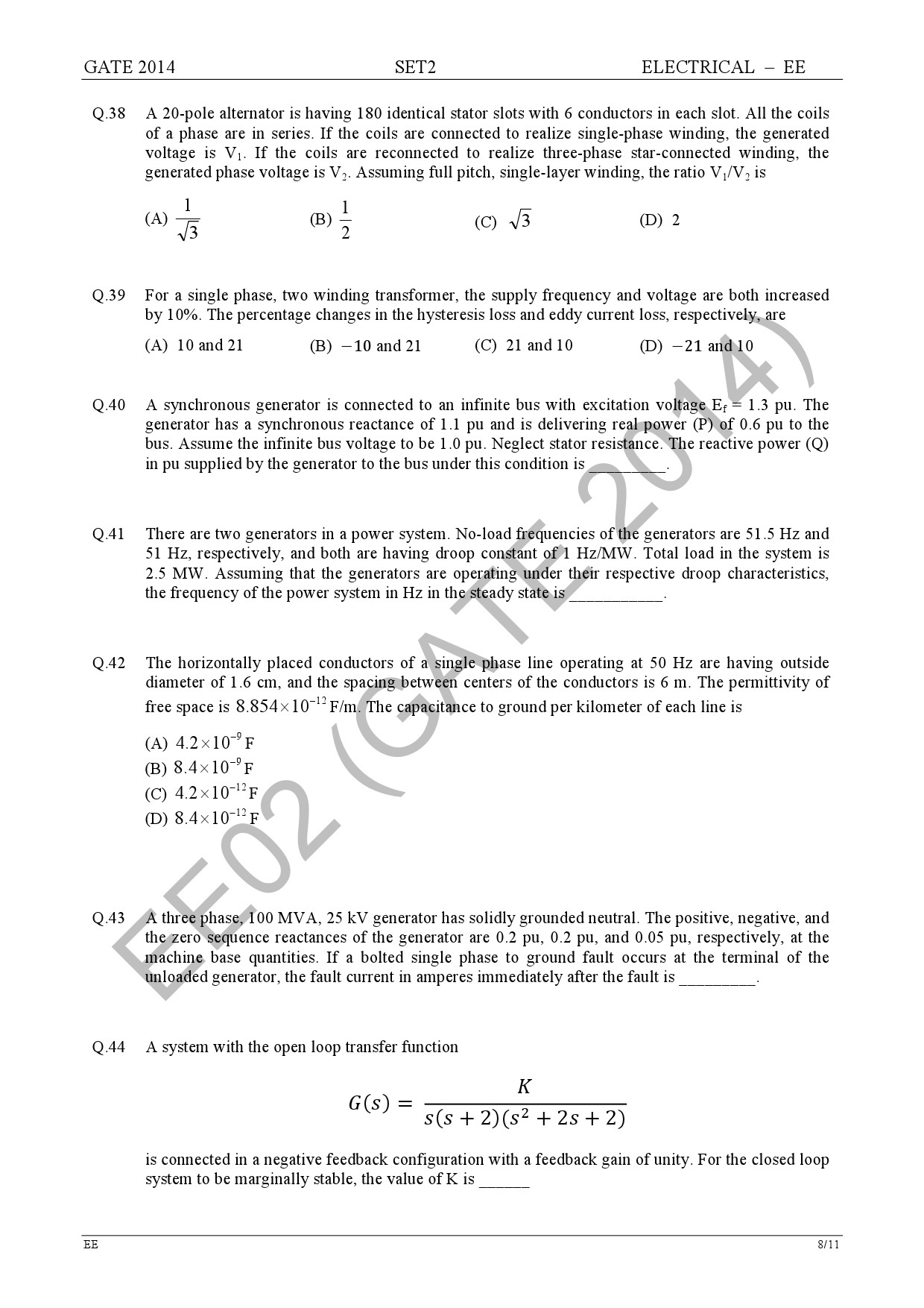 GATE Exam Question Paper 2014 Electrical Engineering Set 2 14
