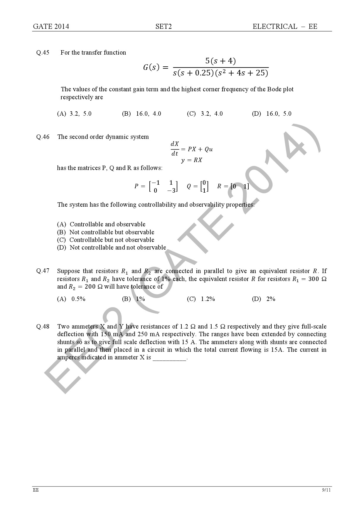 GATE Exam Question Paper 2014 Electrical Engineering Set 2 15