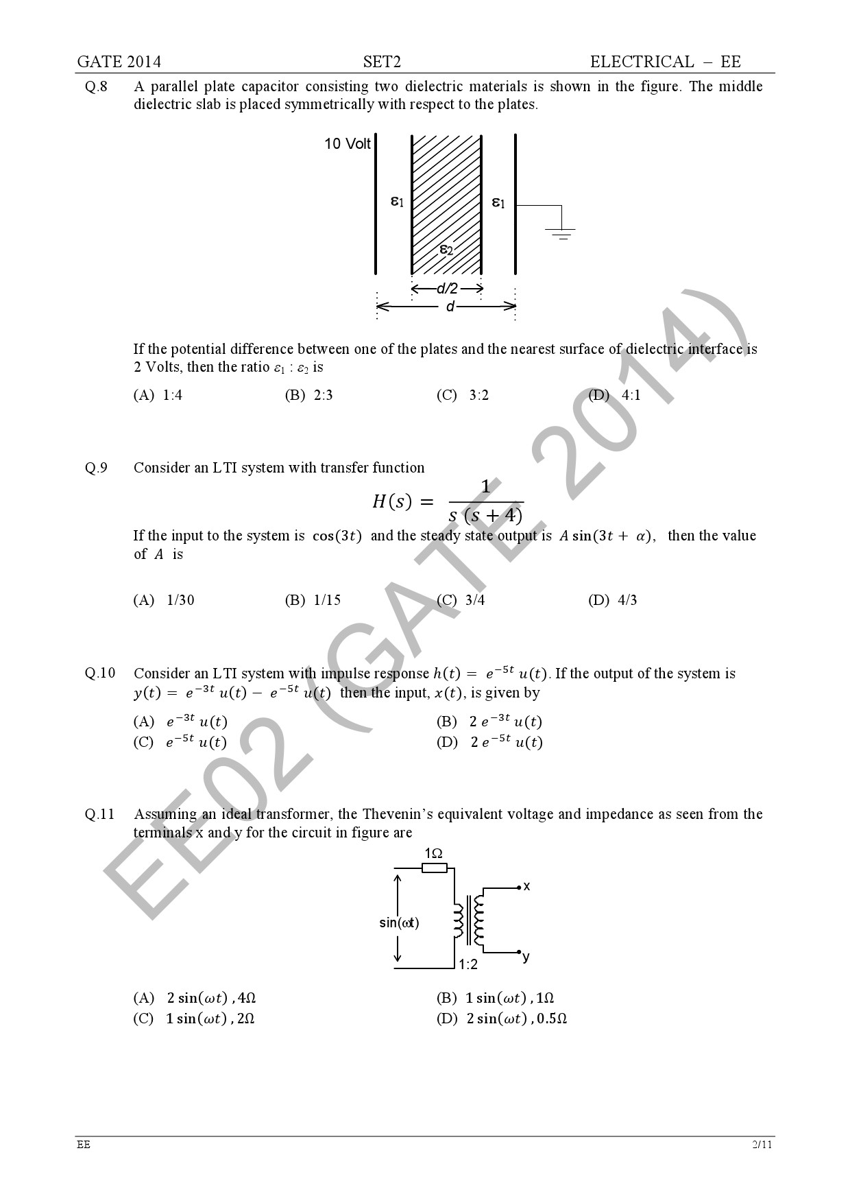 GATE Exam Question Paper 2014 Electrical Engineering Set 2 8
