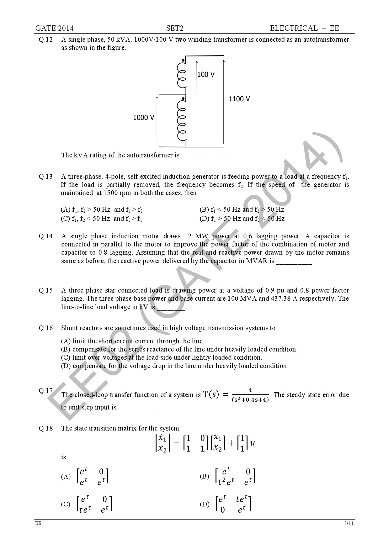 GATE Exam Question Paper 2014 Electrical Engineering Set 2 9