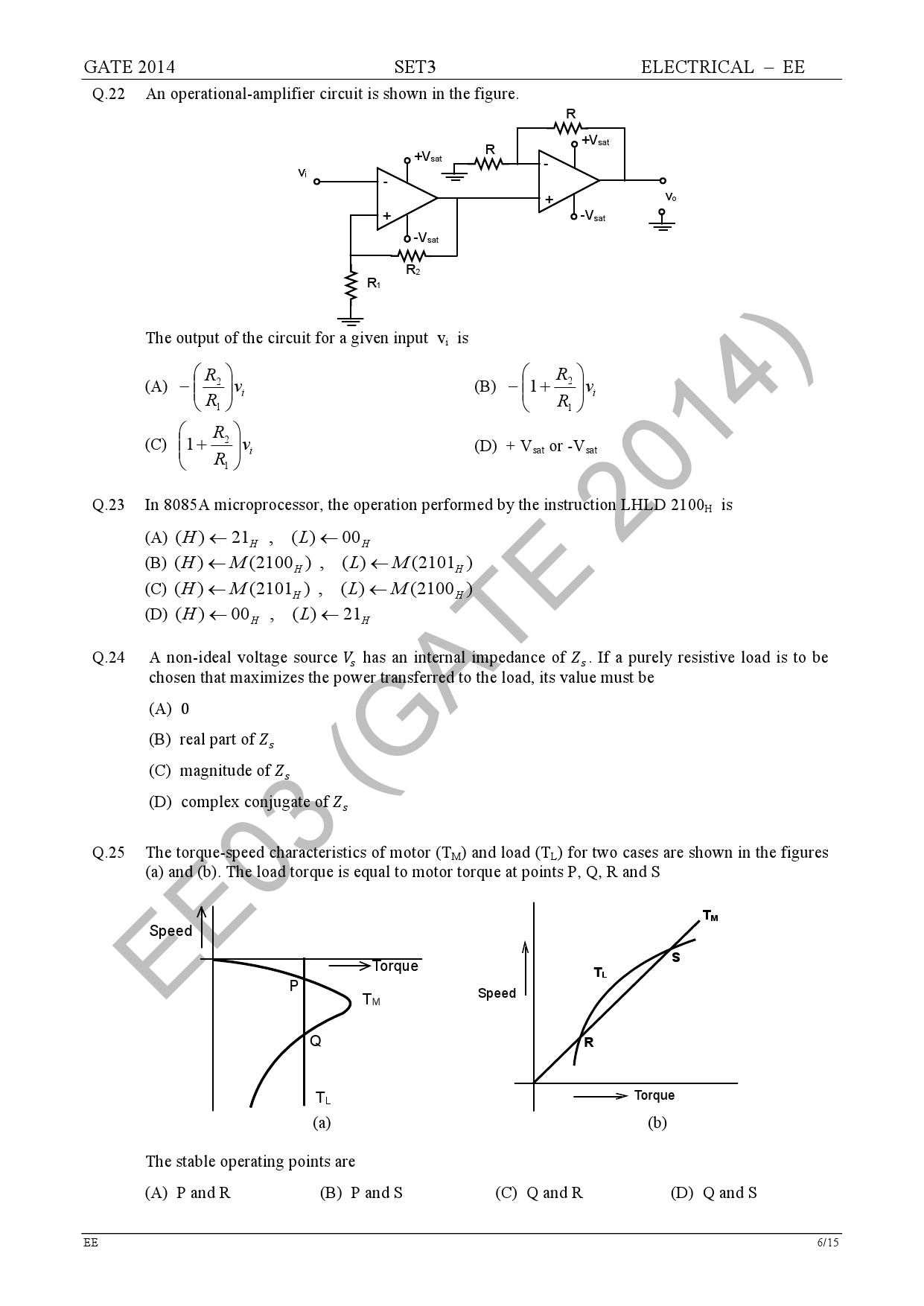 GATE Exam Question Paper 2014 Electrical Engineering Set 3 12