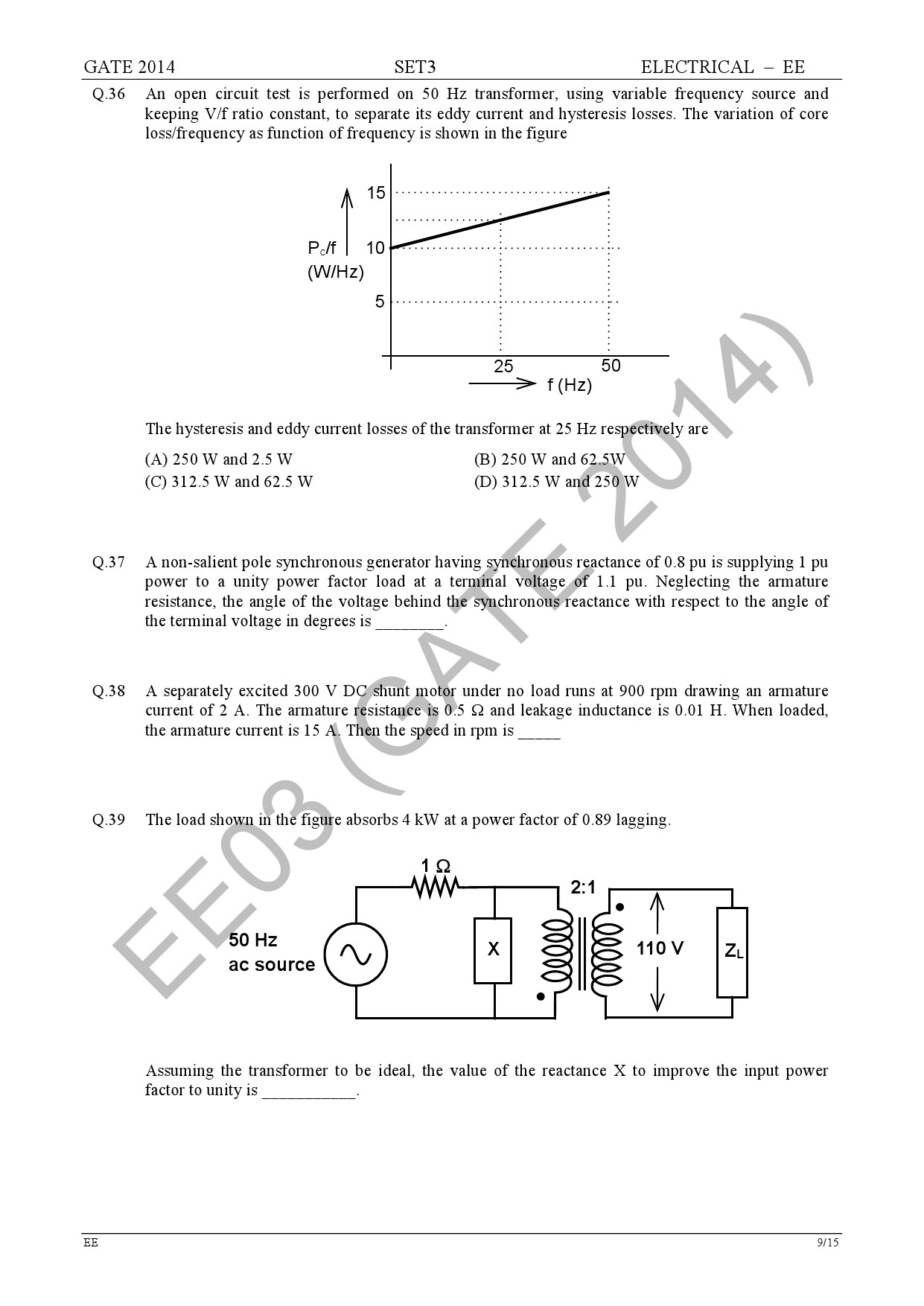 GATE Exam Question Paper 2014 Electrical Engineering Set 3 15