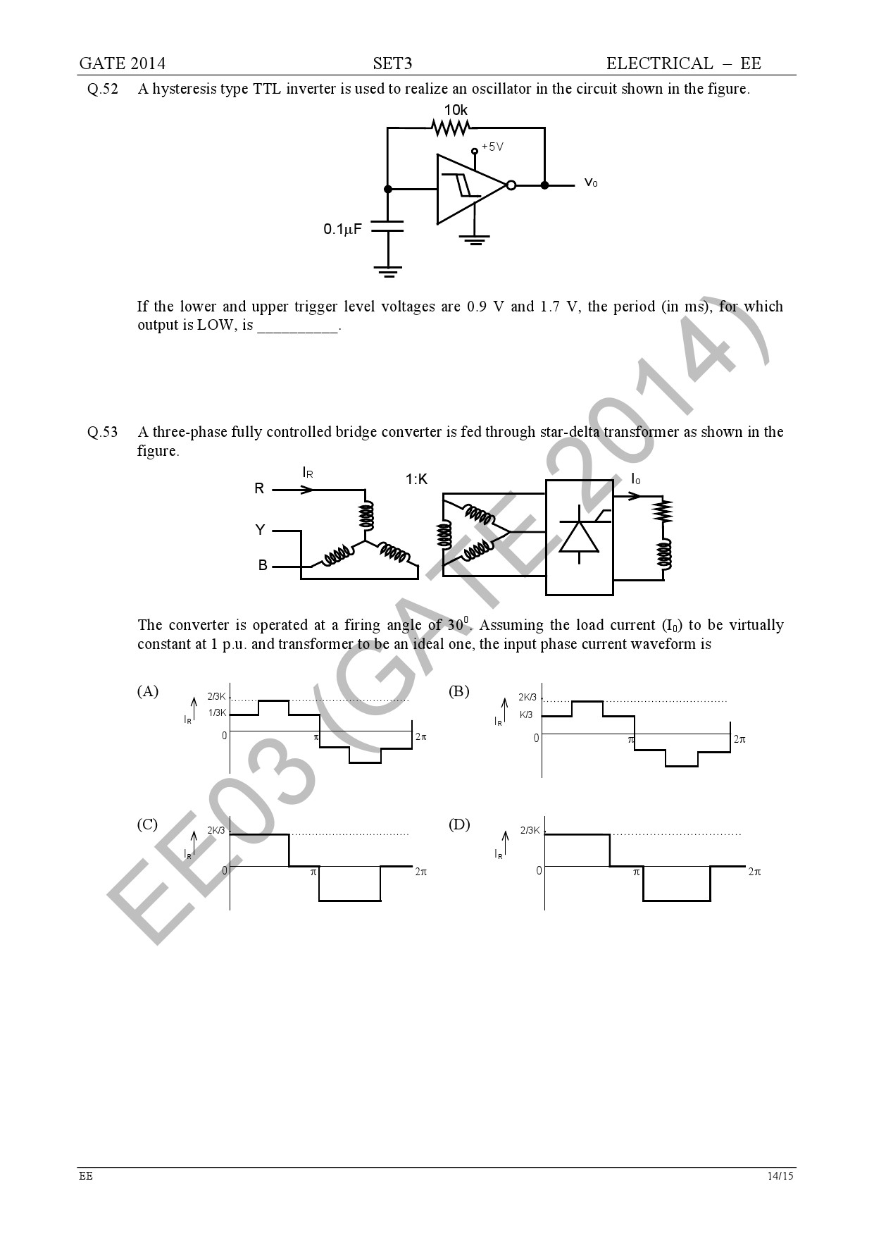 GATE Exam Question Paper 2014 Electrical Engineering Set 3 20