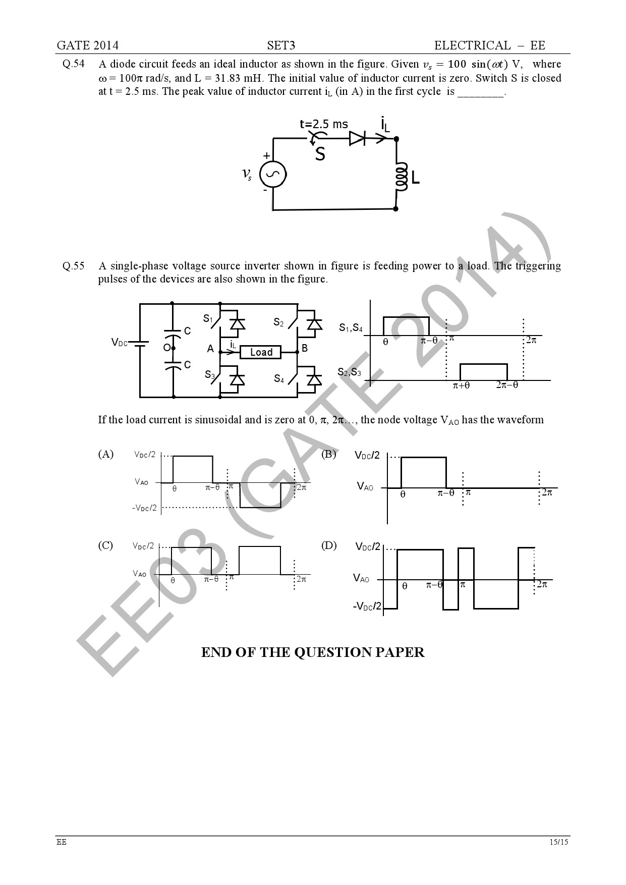 GATE Exam Question Paper 2014 Electrical Engineering Set 3 21