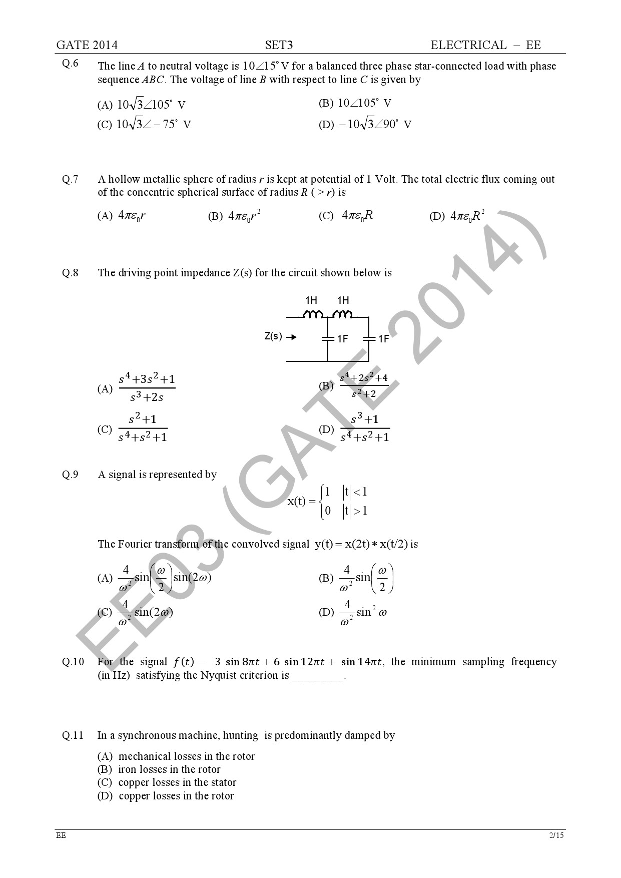 GATE Exam Question Paper 2014 Electrical Engineering Set 3 8