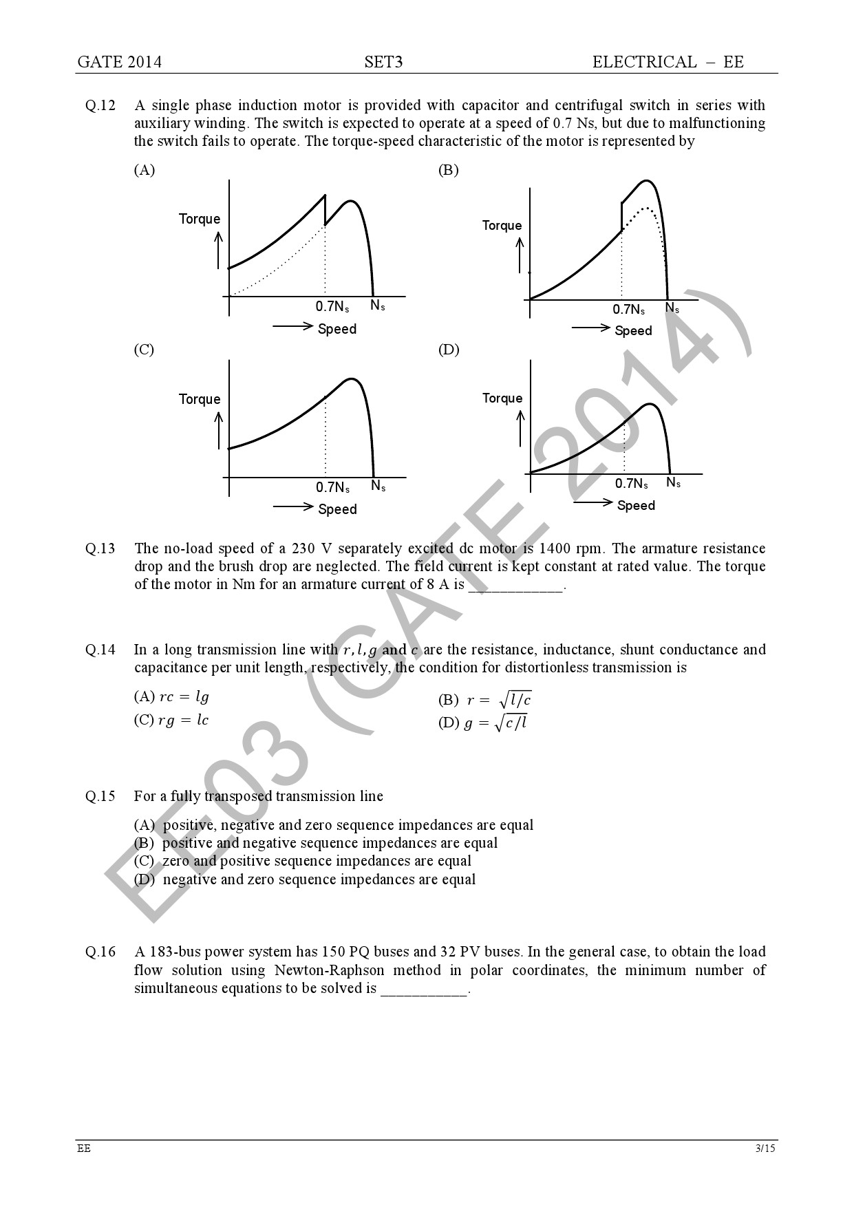 GATE Exam Question Paper 2014 Electrical Engineering Set 3 9
