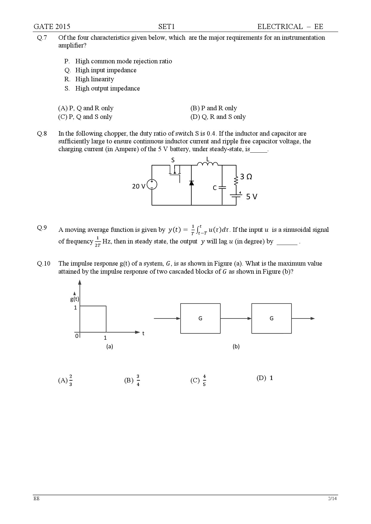 GATE Exam Question Paper 2015 Electrical Engineering Set 1 2