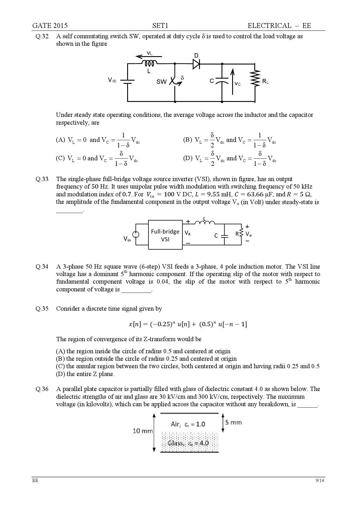 GATE Exam Question Paper 2015 Electrical Engineering Set 1 9