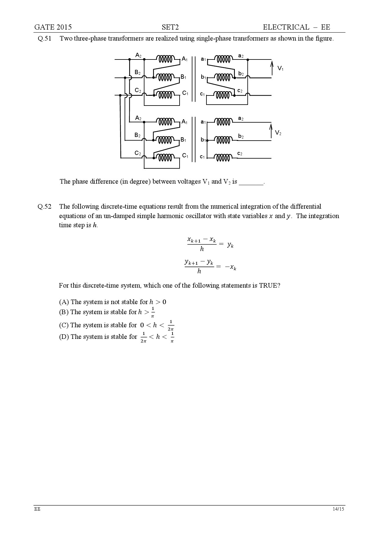 GATE Exam Question Paper 2015 Electrical Engineering Set 2 14